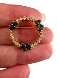 18k Diamond Sapphire Circle Brooch