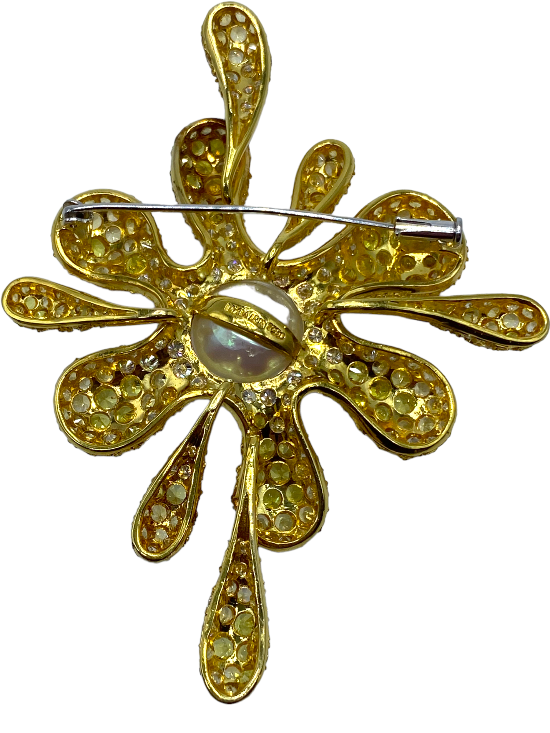18k Pearl Sapphire "Splat" Brooch