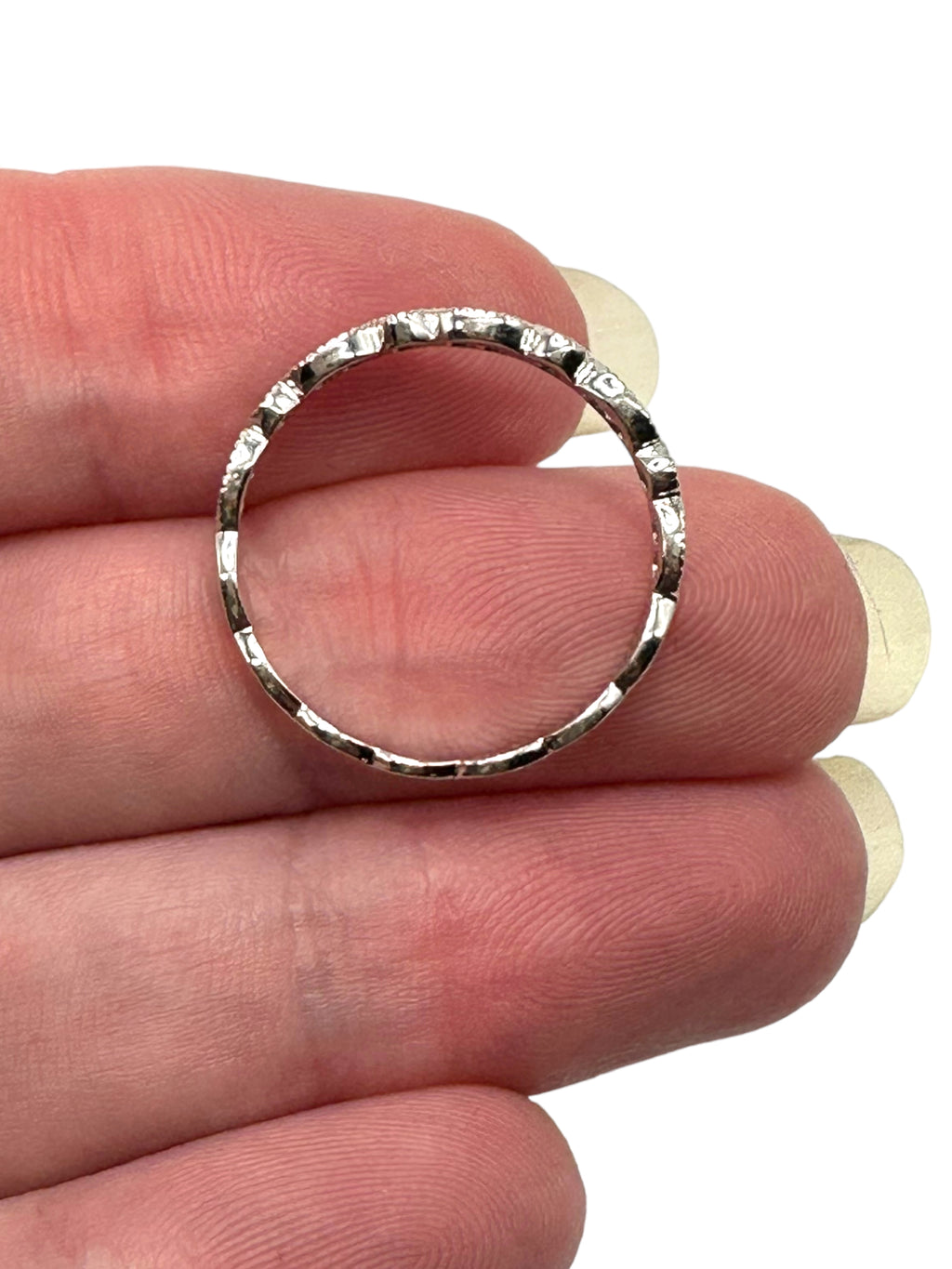 14k White Gold Diamond Fancy Stacker Ring