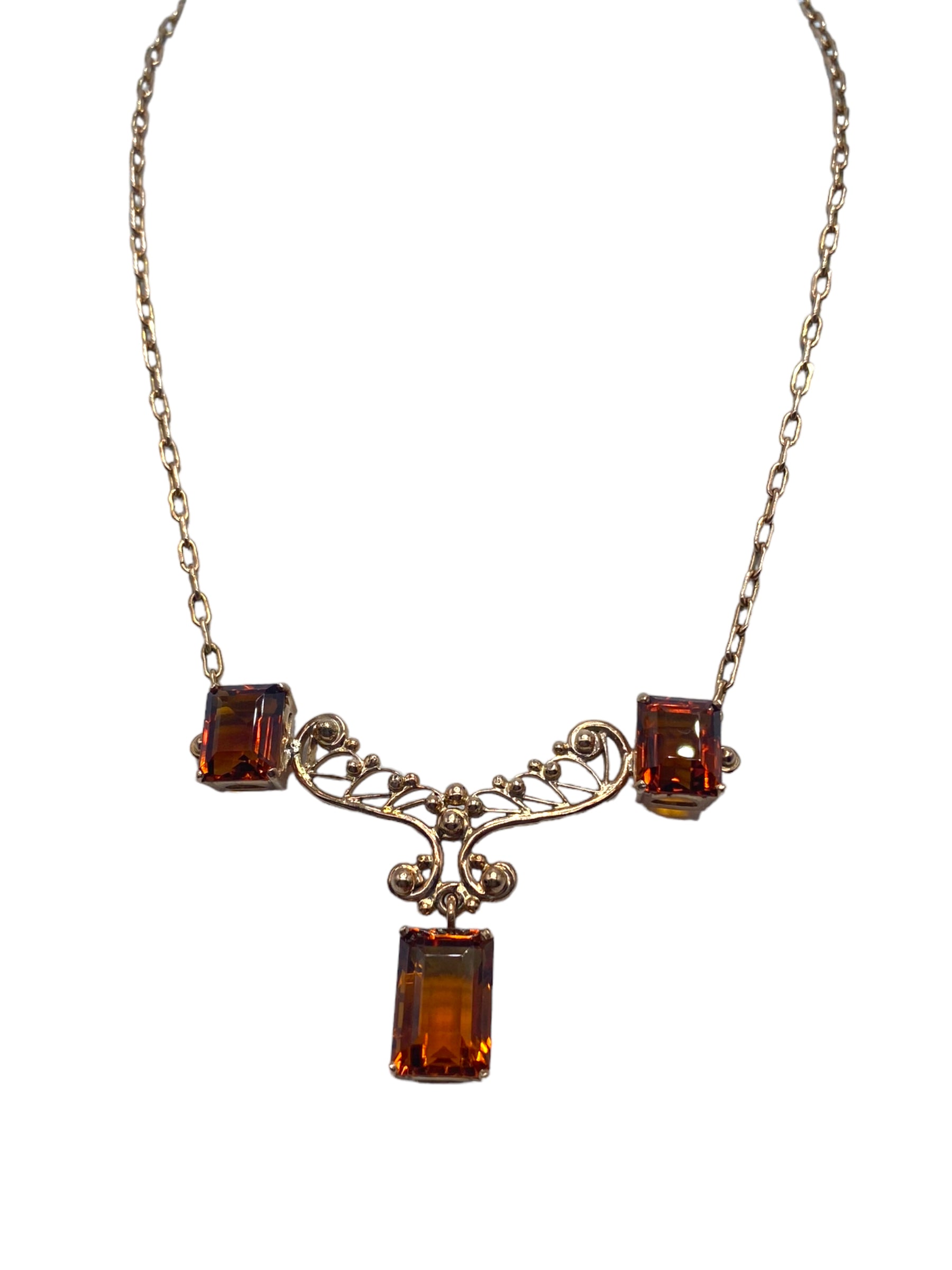 14k Rosy Gold Citrine Necklace