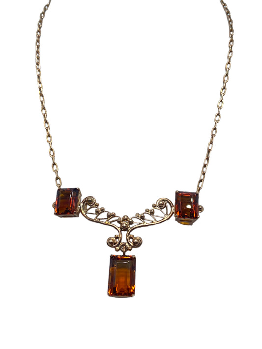 14k Rosy Gold Citrine Necklace