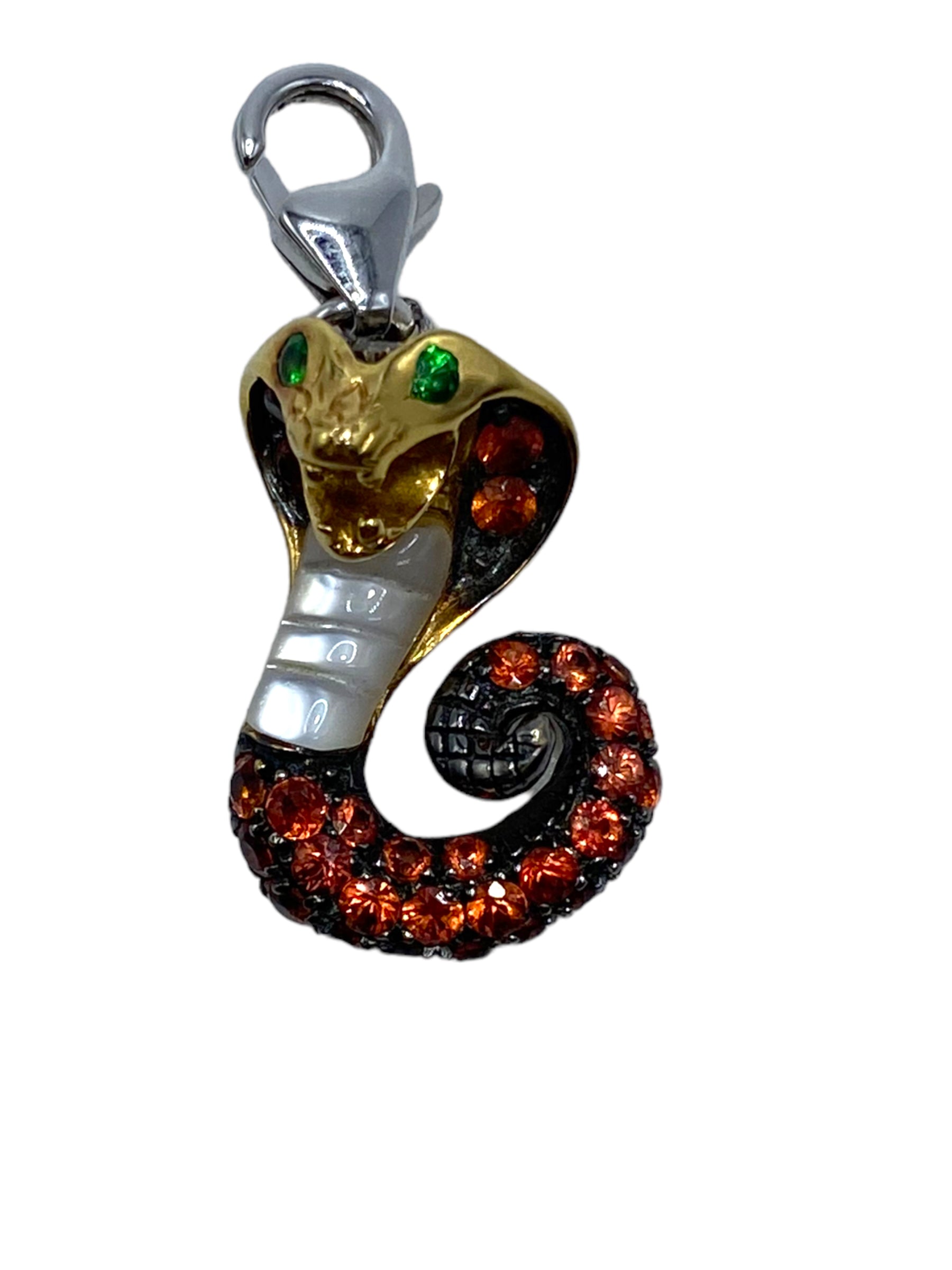 18k Sapphire Garnet Snake Charm