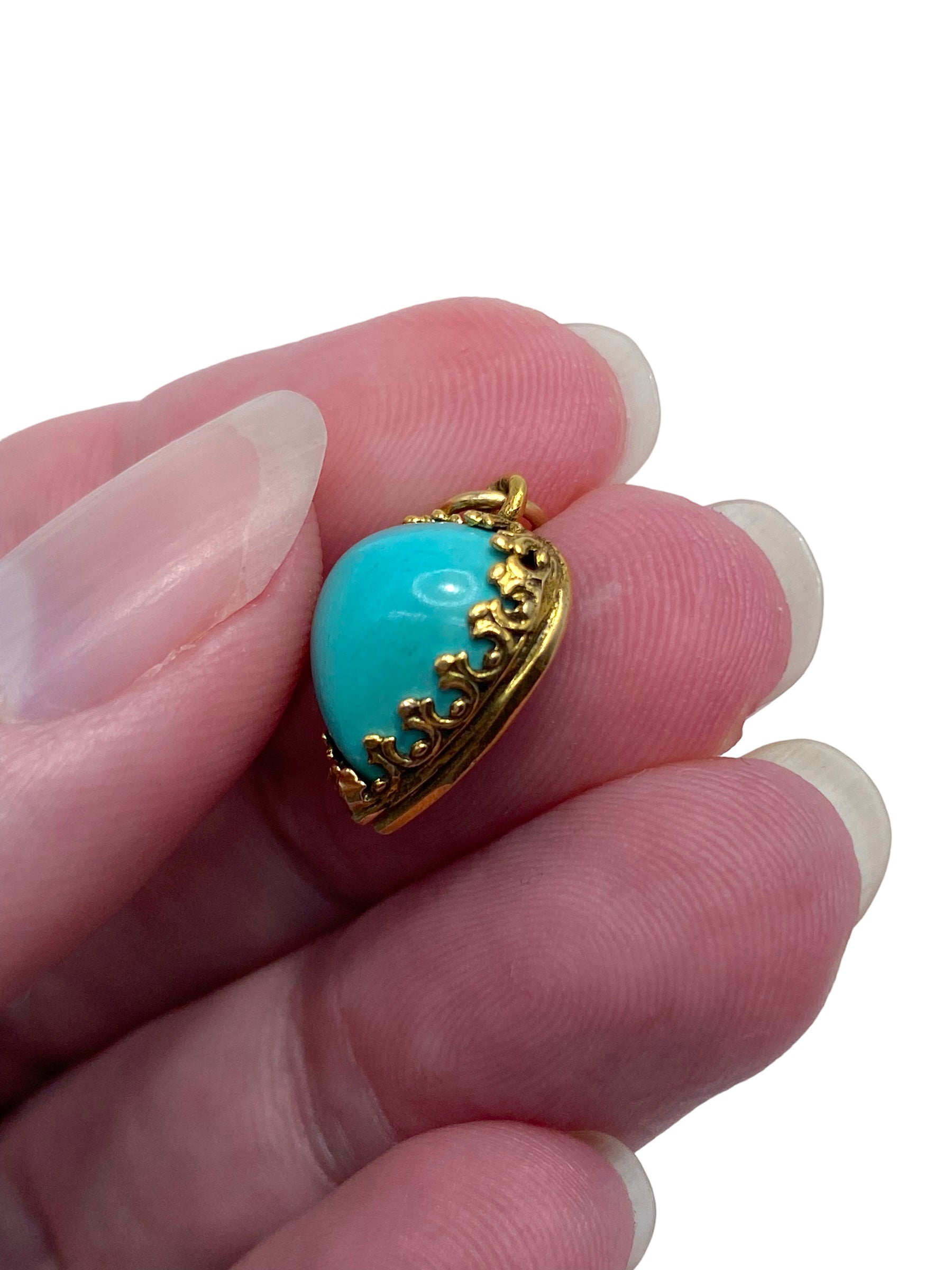 14k Turquoise Heart Pendant
