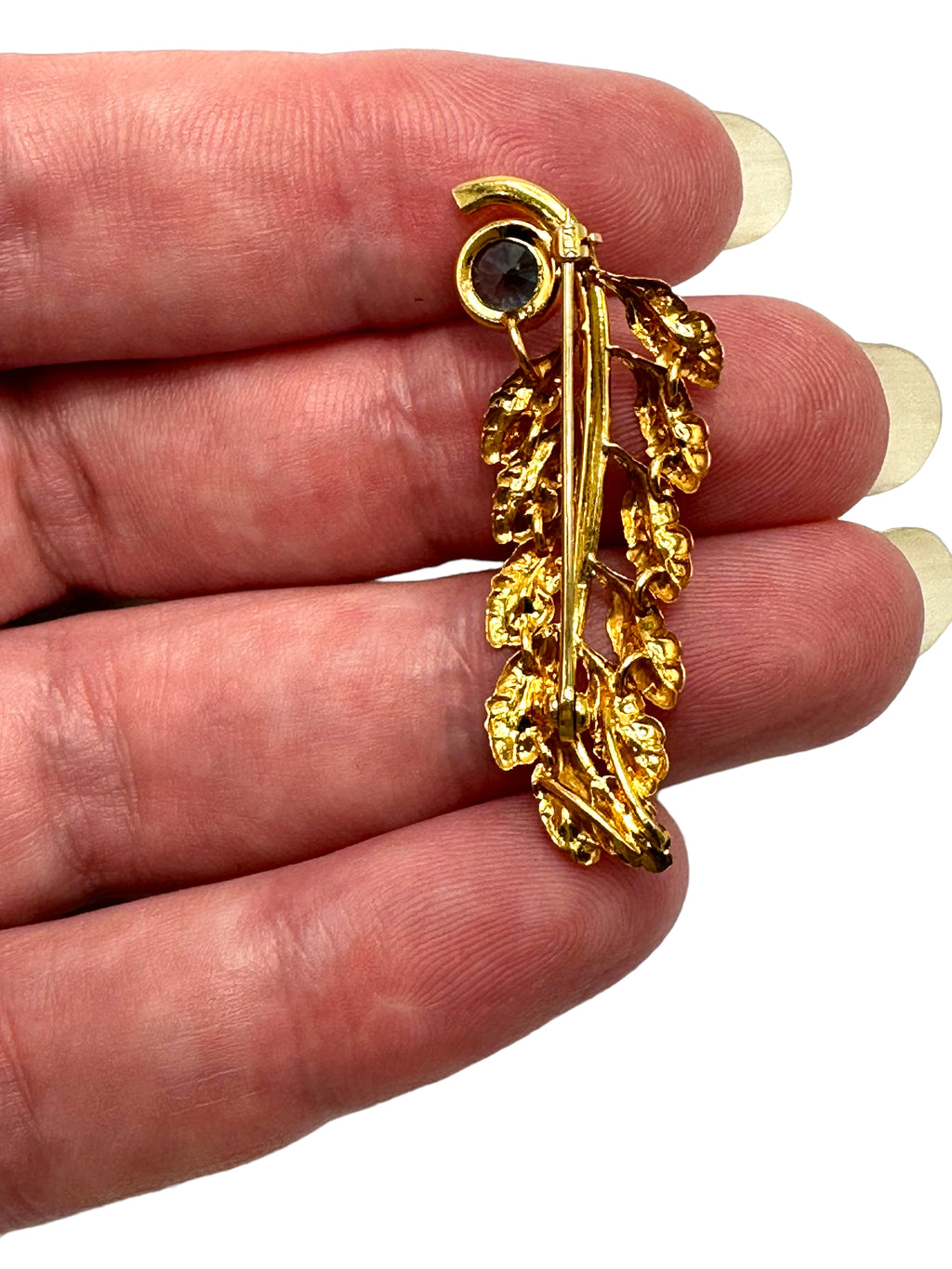 14k Leaf Zircon Brooch