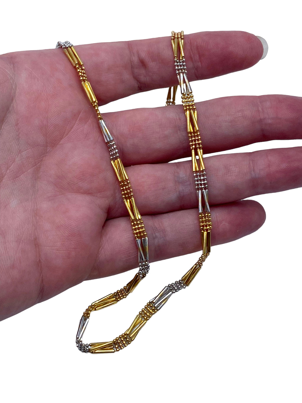 18k Dot and Dash Two-tone Necklace