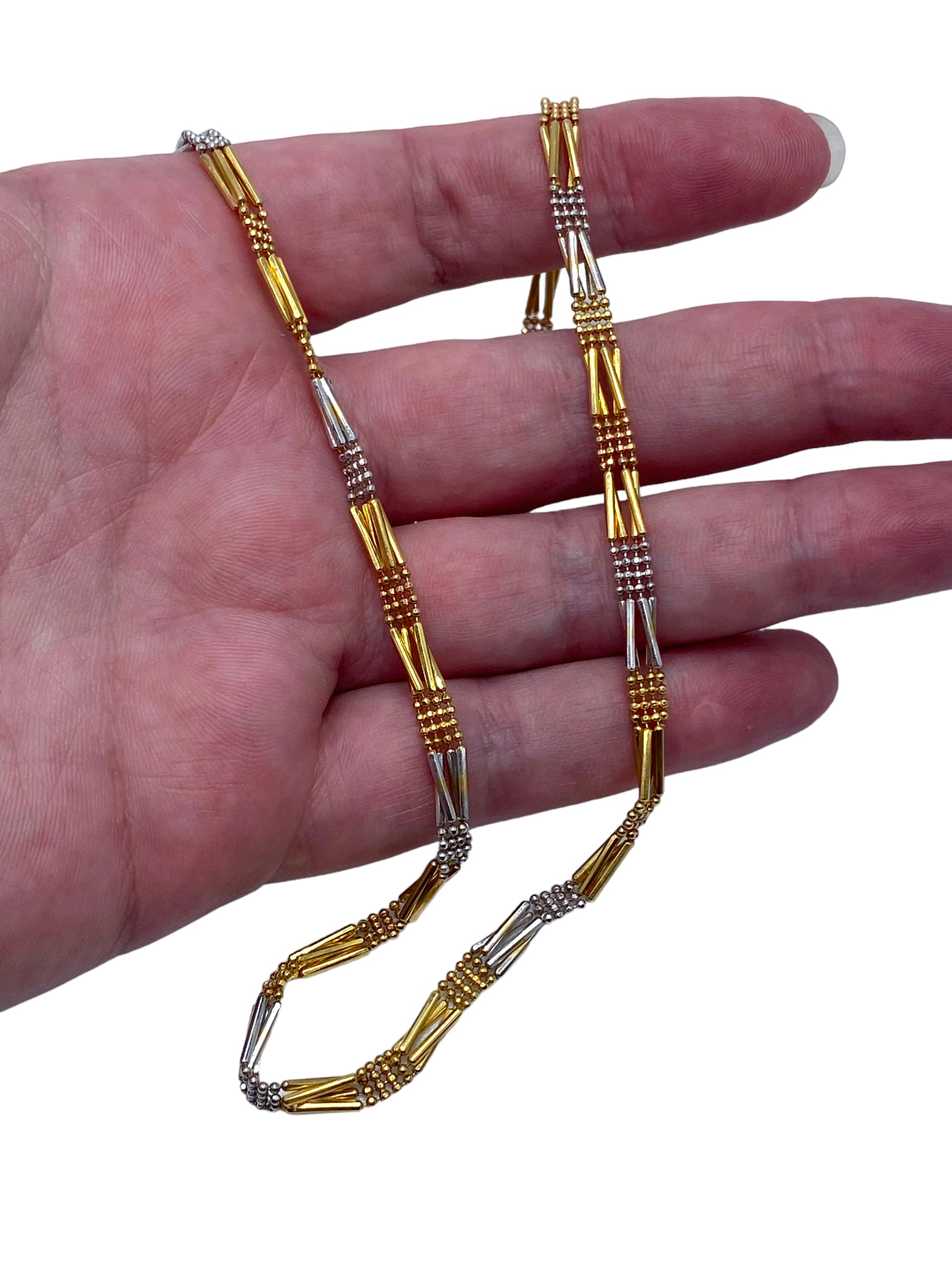 18k Dot and Dash Two-tone Necklace
