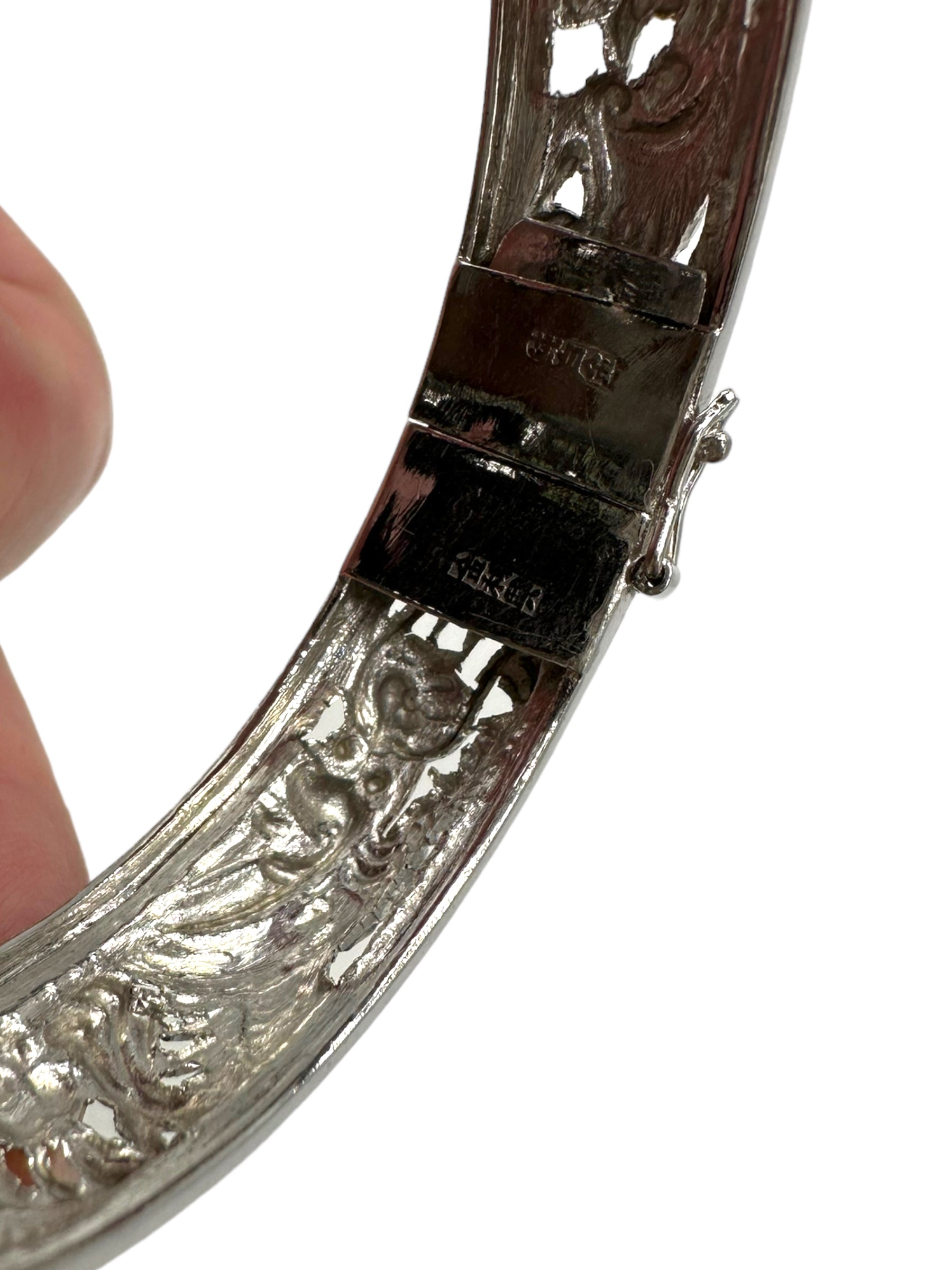 Platinum Dragon and Phoenix Bangle Bracelet