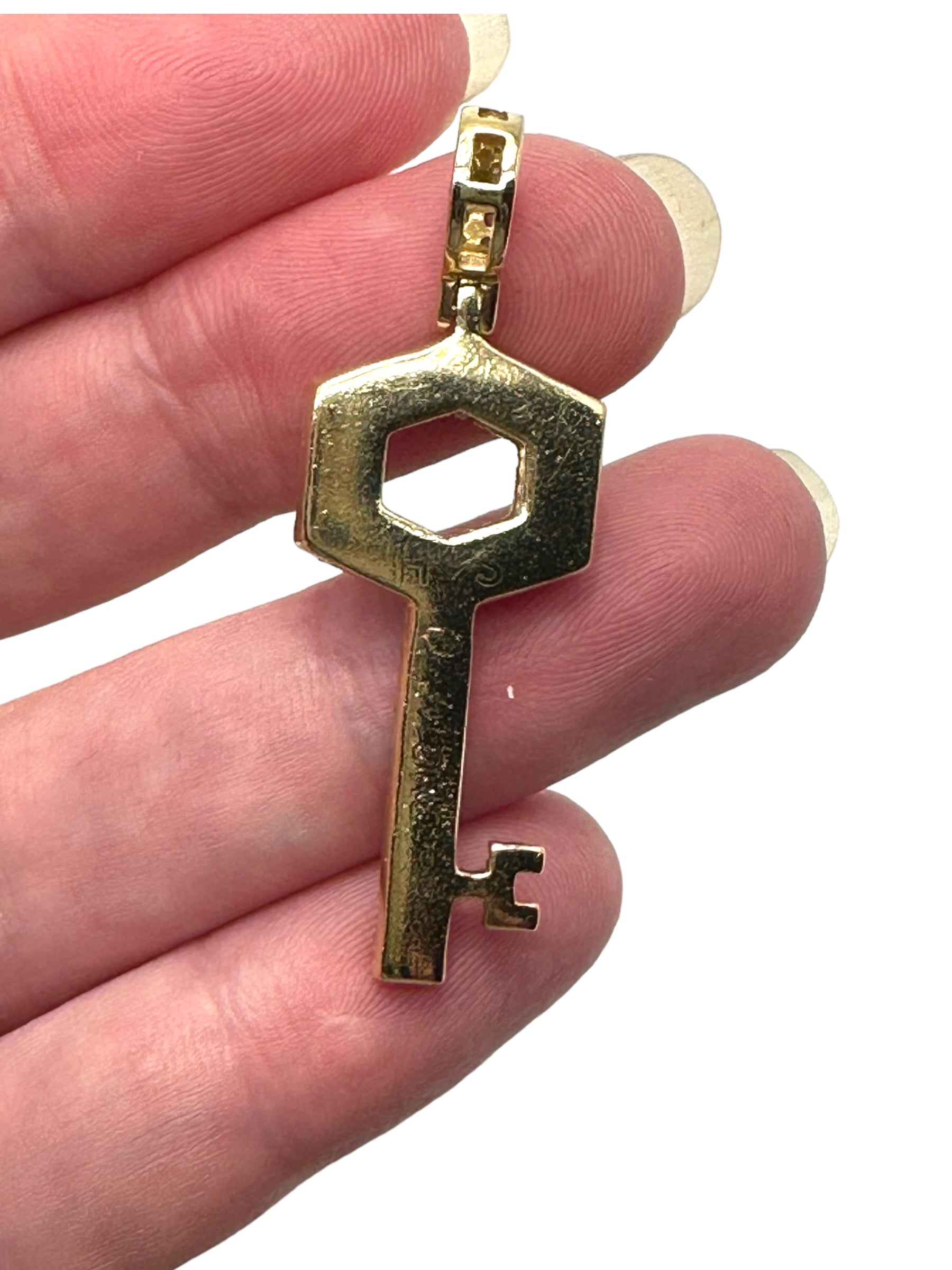 14k Diamond Key Pendant