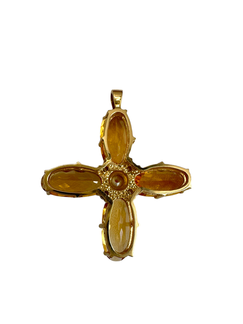 14k Citrine Pearl Diamond Pendant