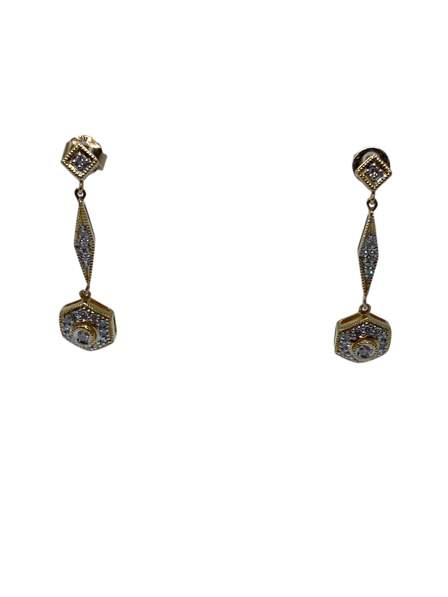 14k Diamond Drop Earrings