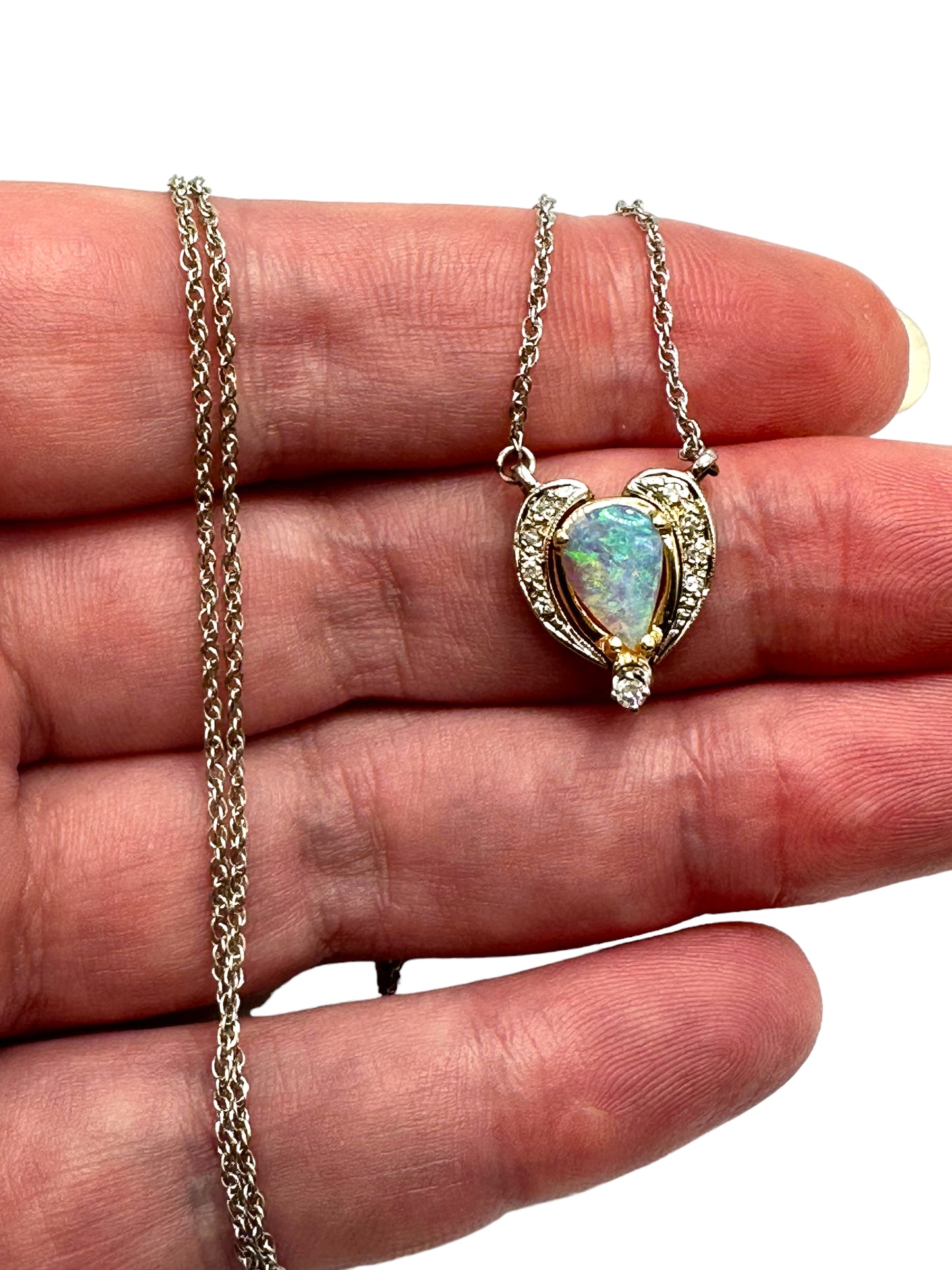 14k Opal Diamond Convertible Pendant Necklace