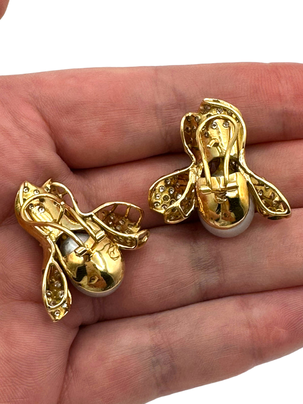 14k Diamond Pearl Earrings