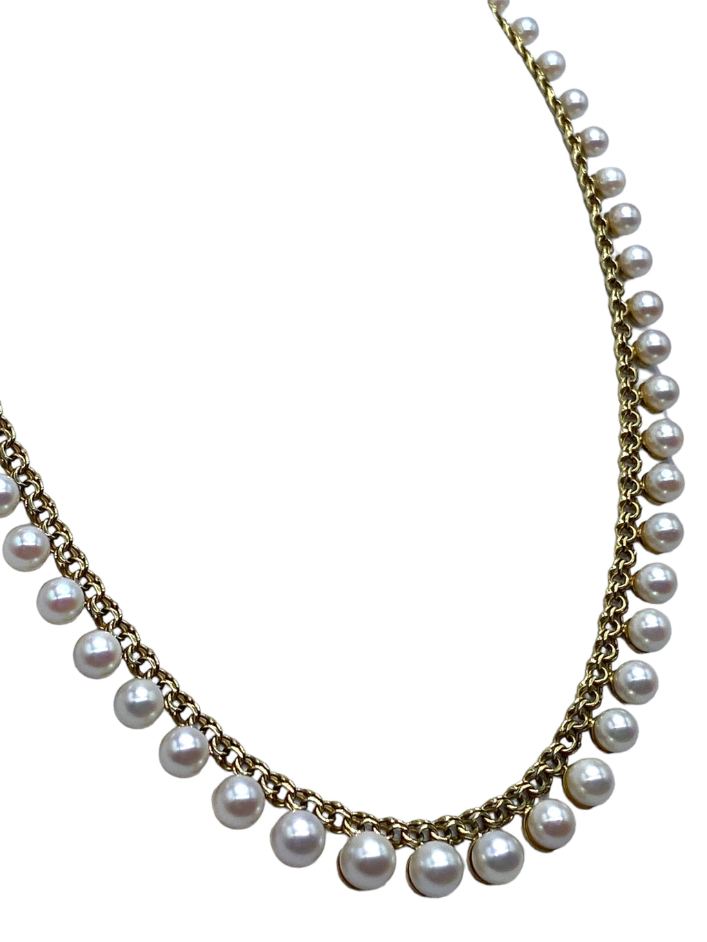 14k Green Gold Pearl Fringe Necklace