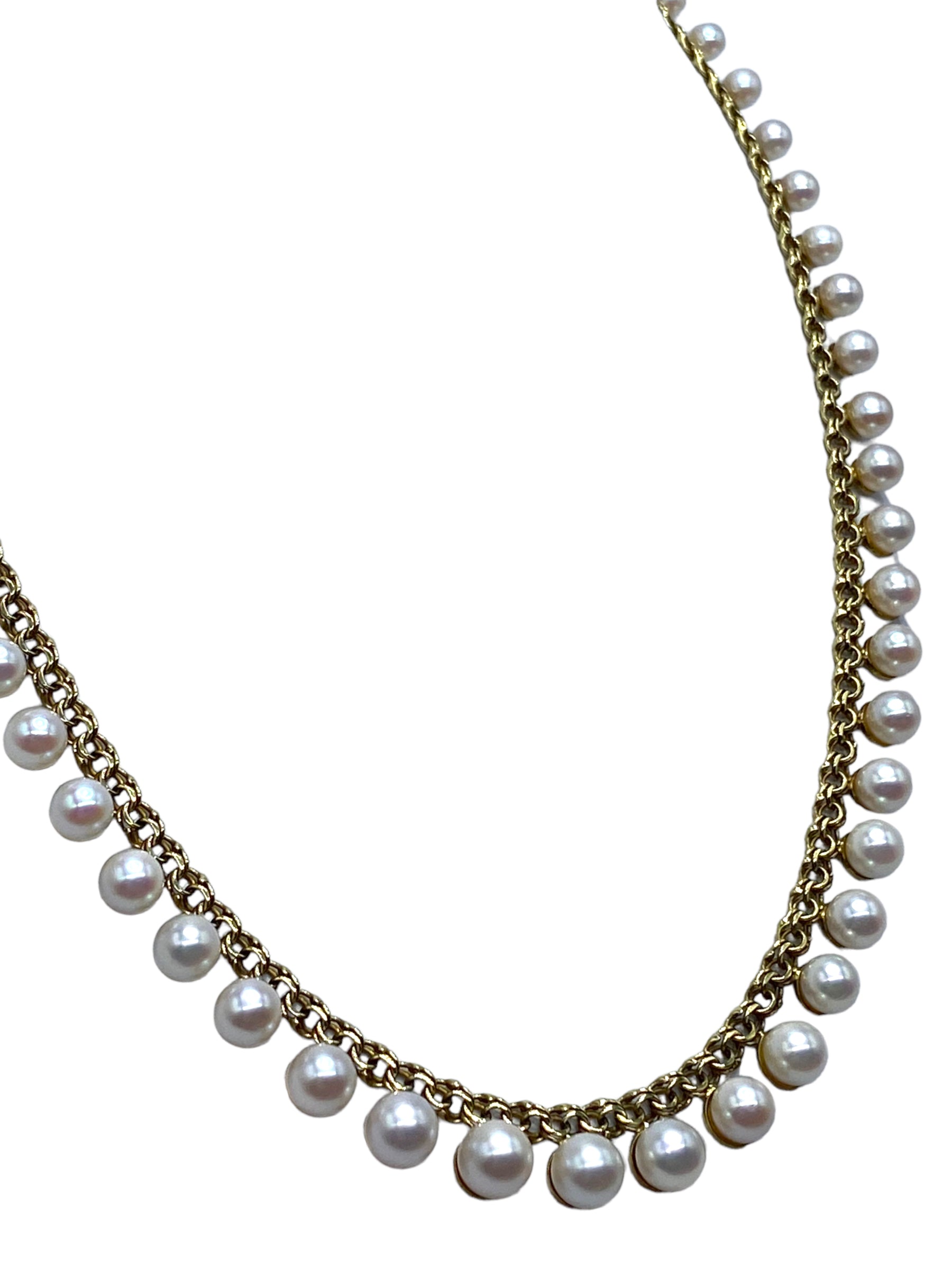 14k Green Gold Pearl Fringe Necklace
