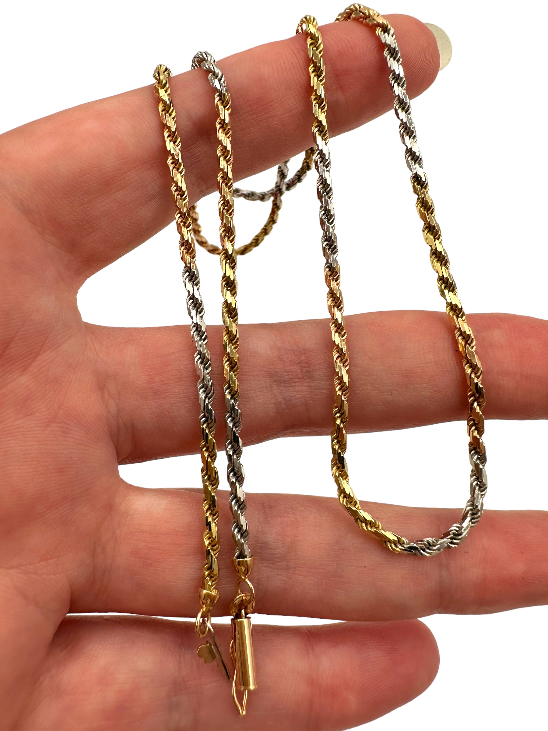 14k Tri-tone Rope Necklace