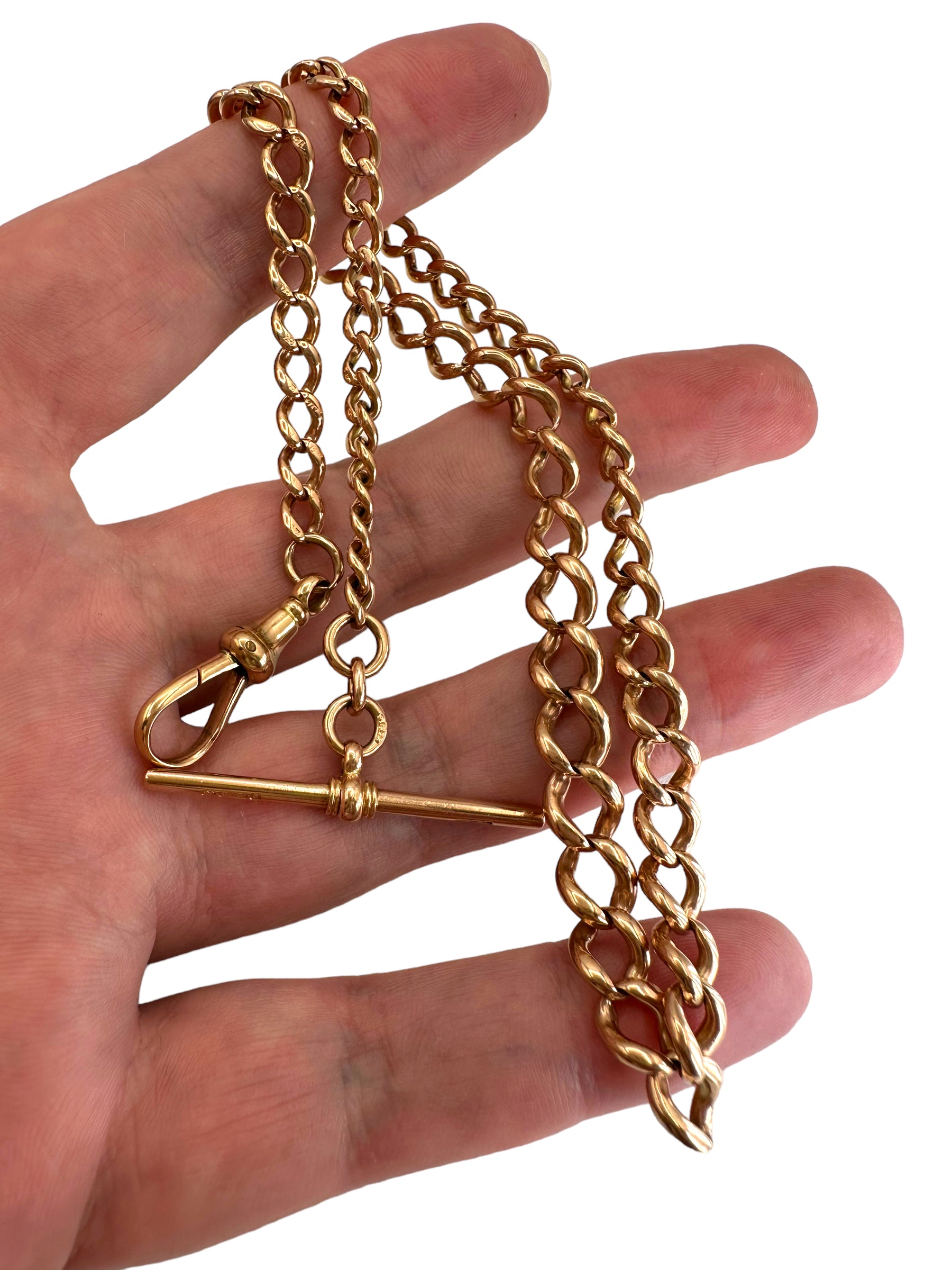 9k Graduated Curb Watch Chain