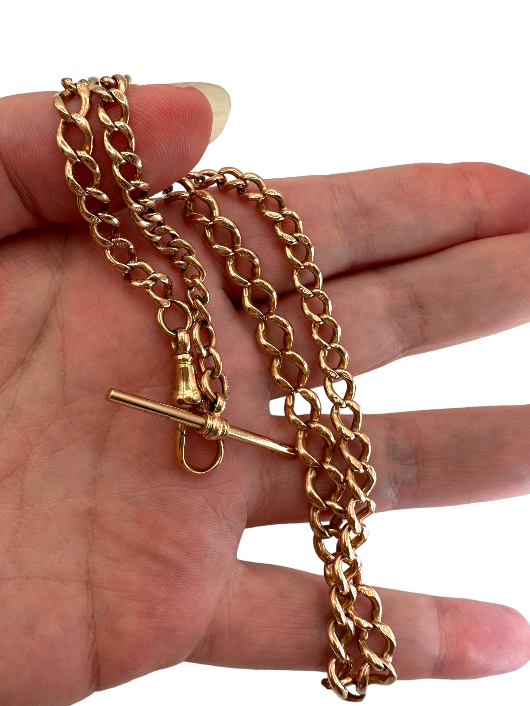 9k Graduated Curb Watch Chain
