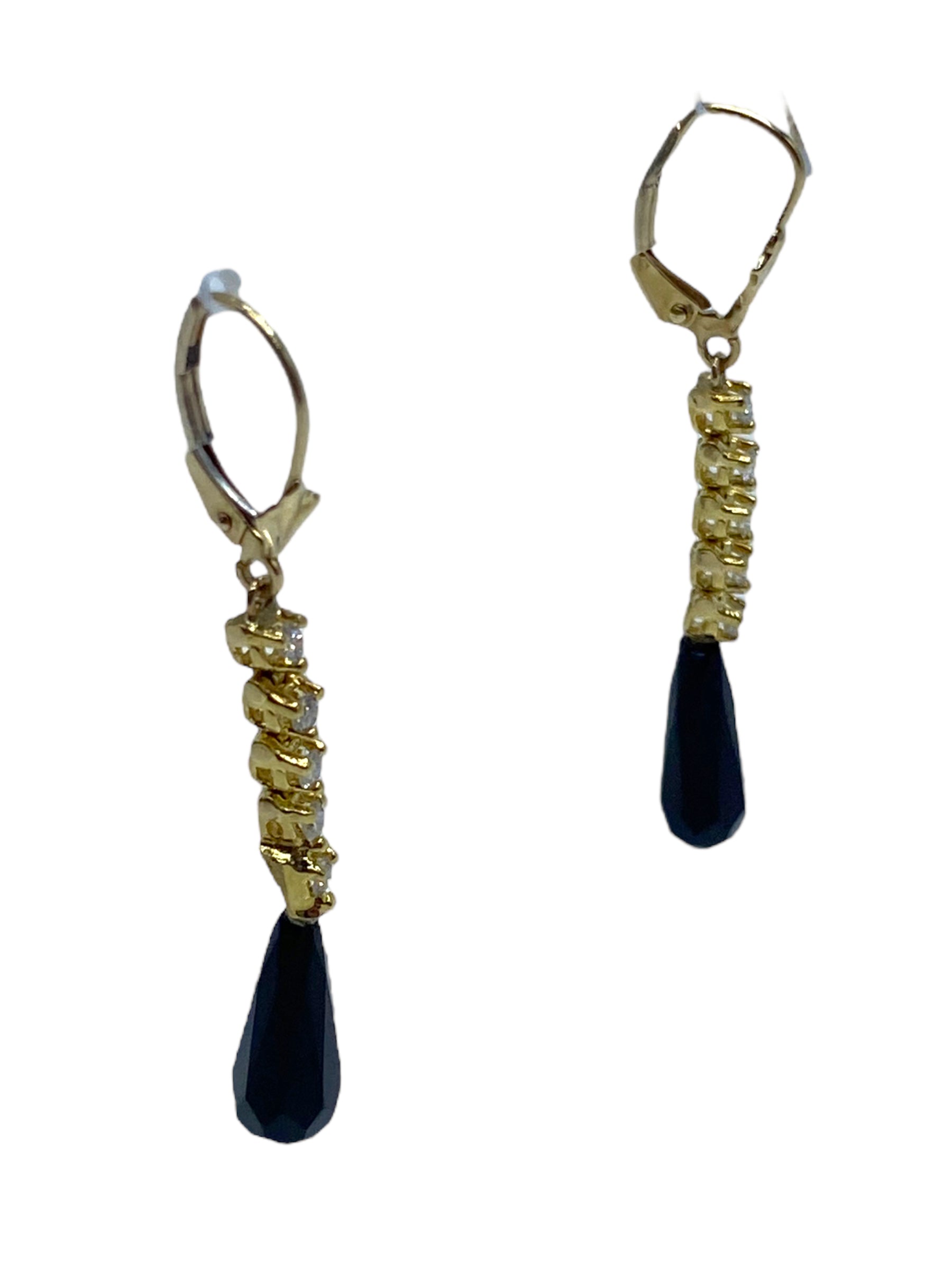 14k Onyx Diamond Drop Earrings