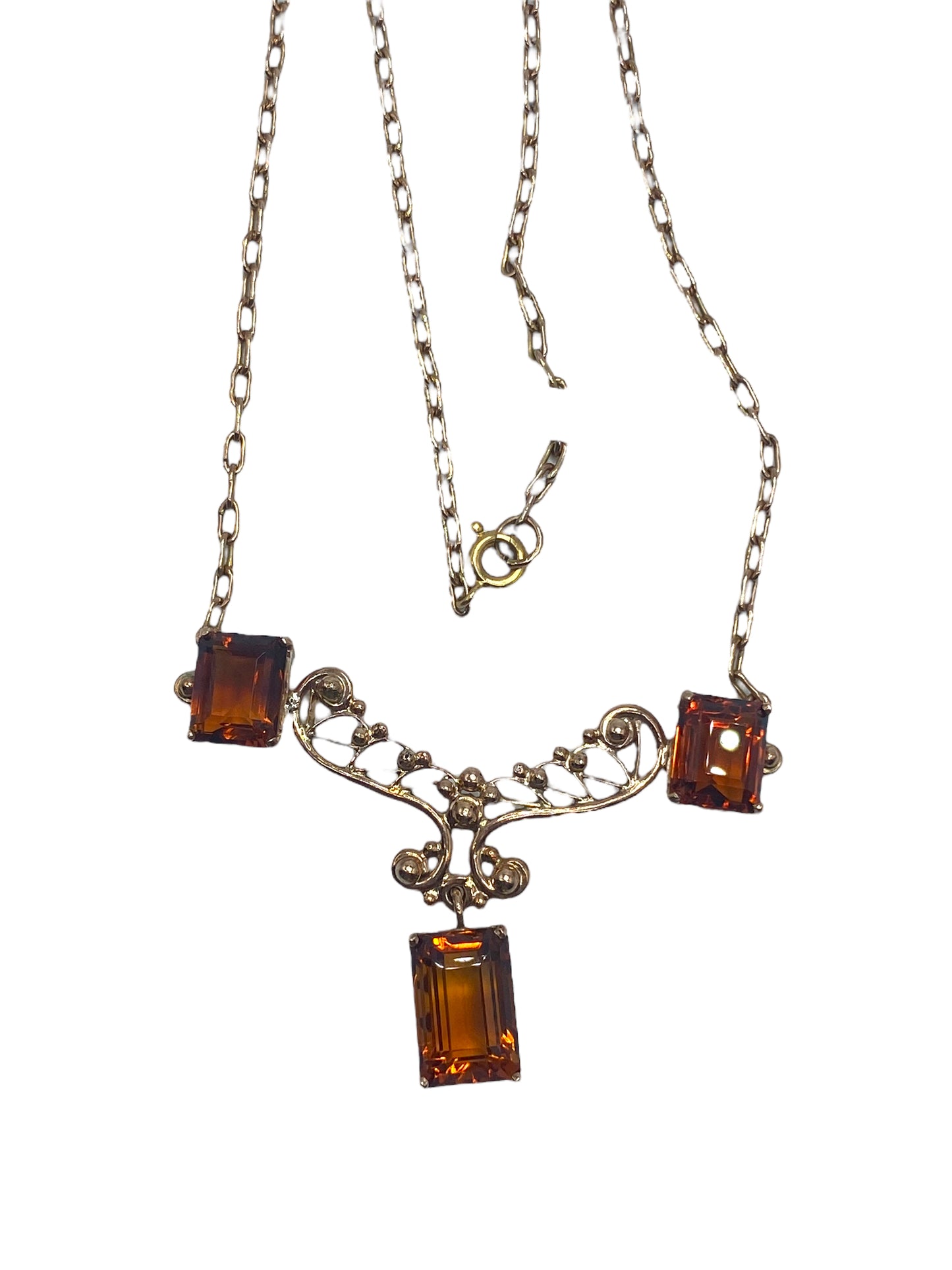14k Rosy Gold Citrine Necklace