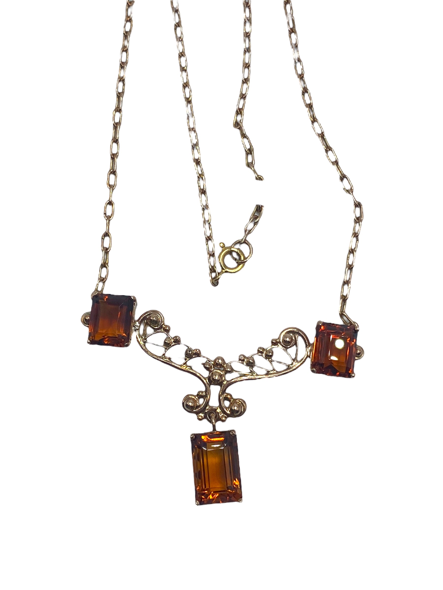 14k Rosy Gold Citrine Necklace