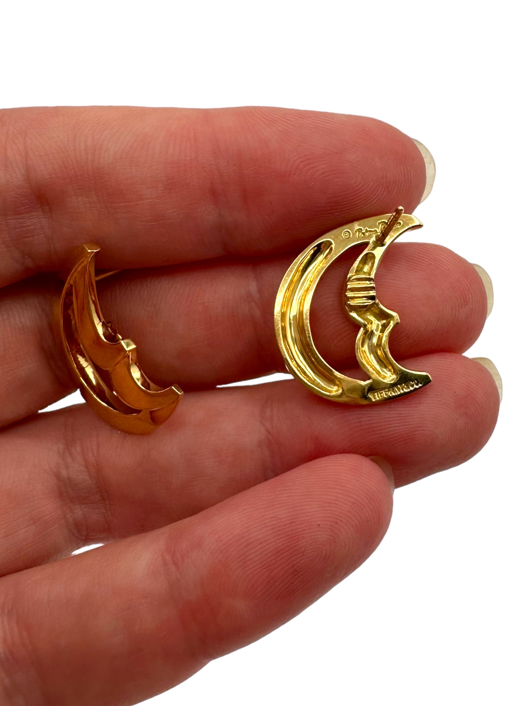 18k Tiffany Crescent Moon Earrings