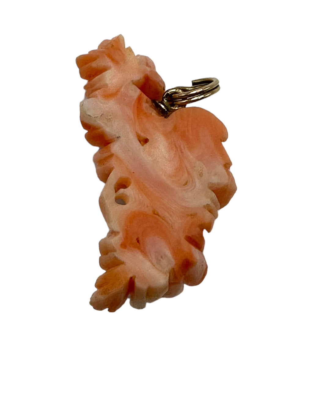 14k Carved Coral Floral Pendant