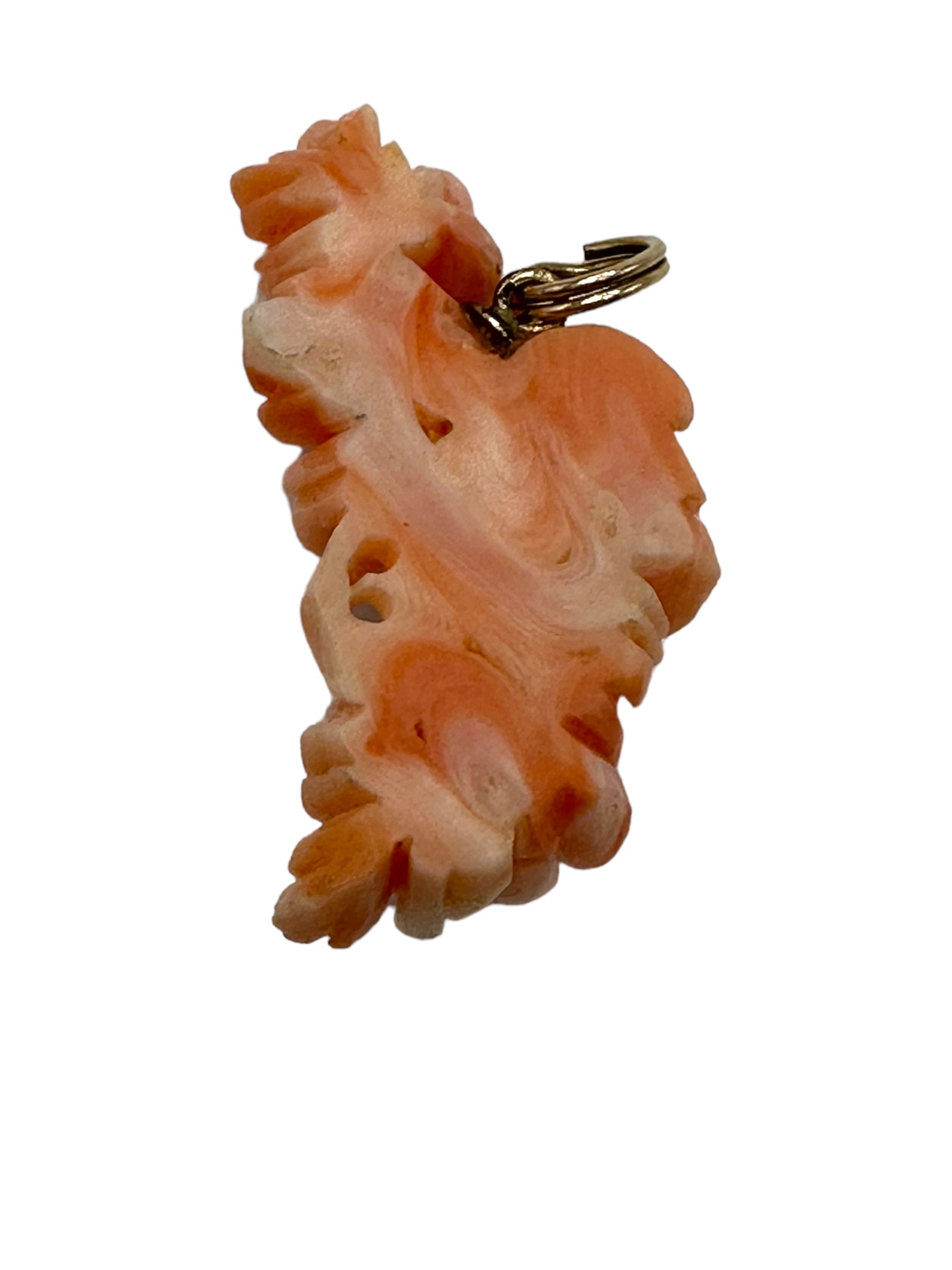 14k Carved Coral Floral Pendant