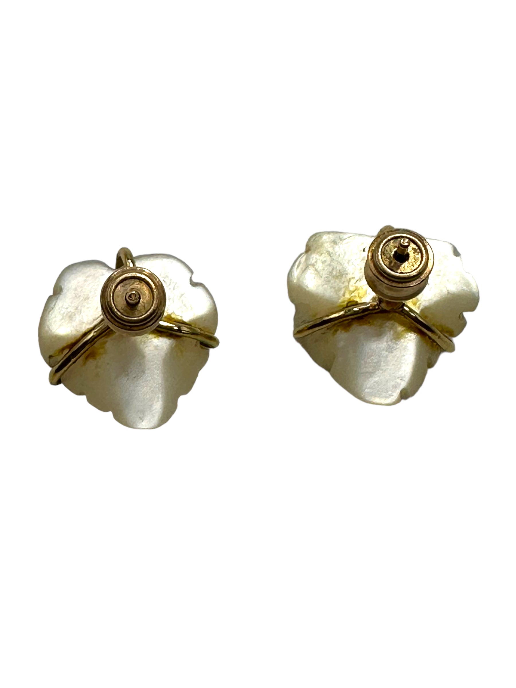 14k MOP Diamond Leaf Earrings