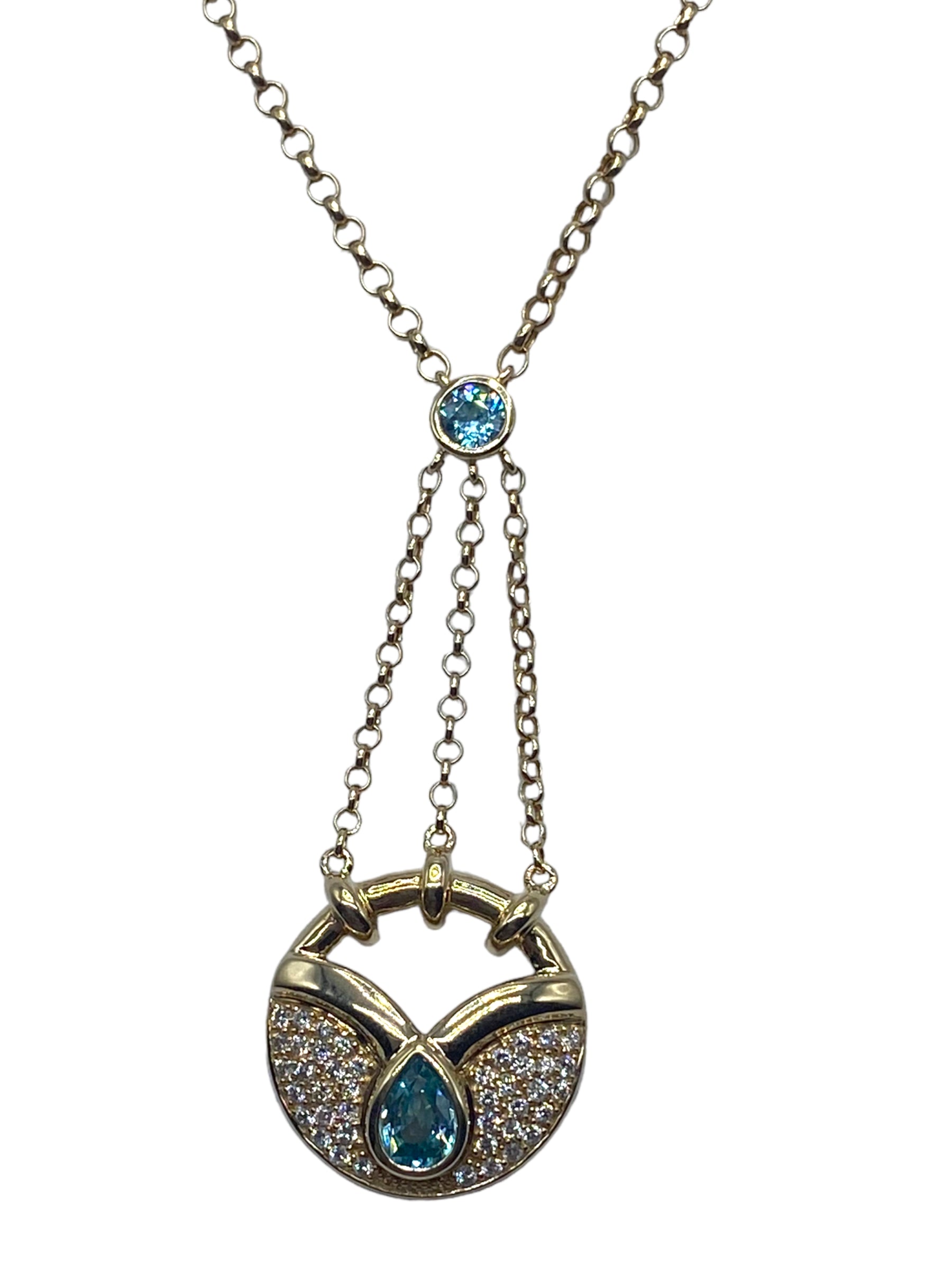 14k Zircon Diamond Lavalier Necklace
