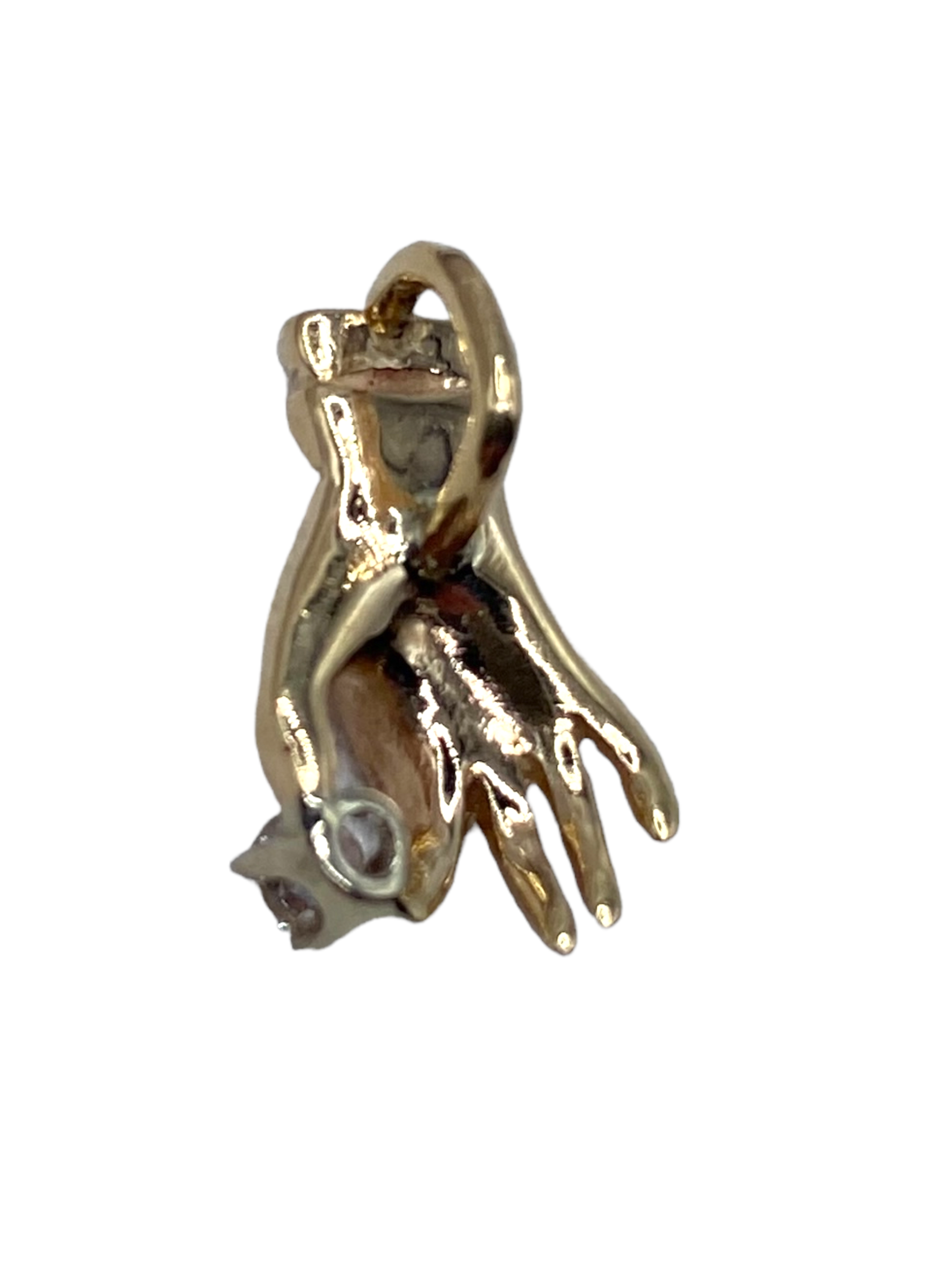 14k Diamond Hand Pendant