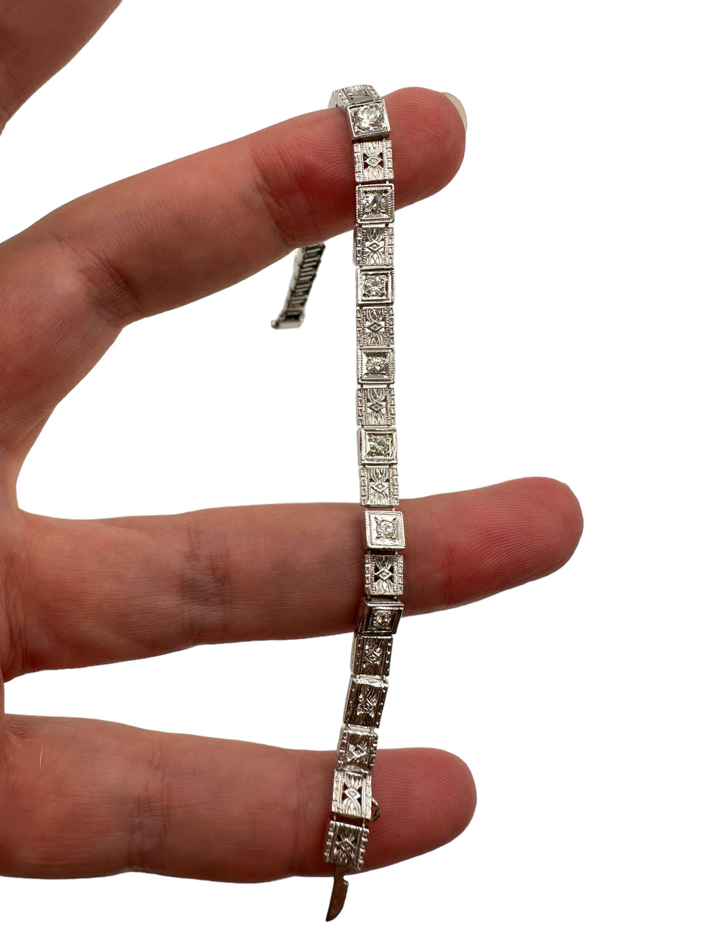 14k Deco Style Diamond Bracelet