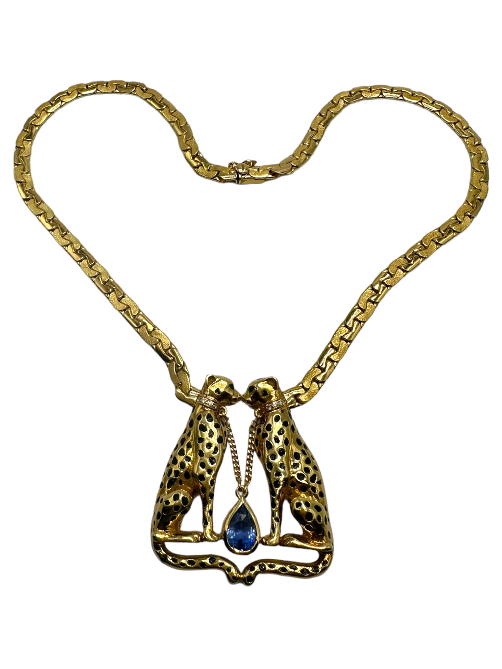 18k Dual Cheetahs Tanzanite Necklace