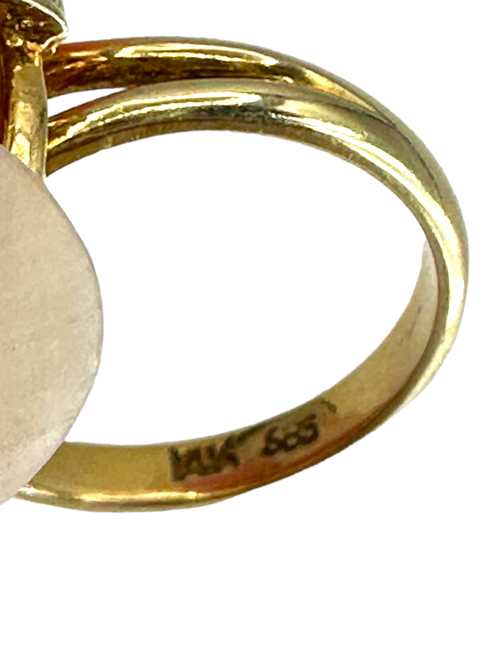 14k Coral Diamond Ring
