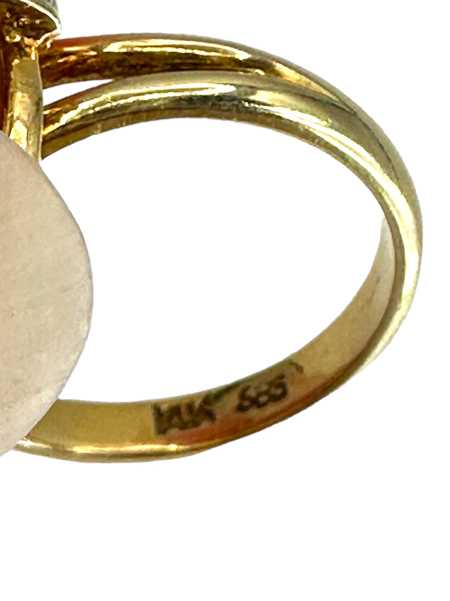 14k Coral Diamond Ring