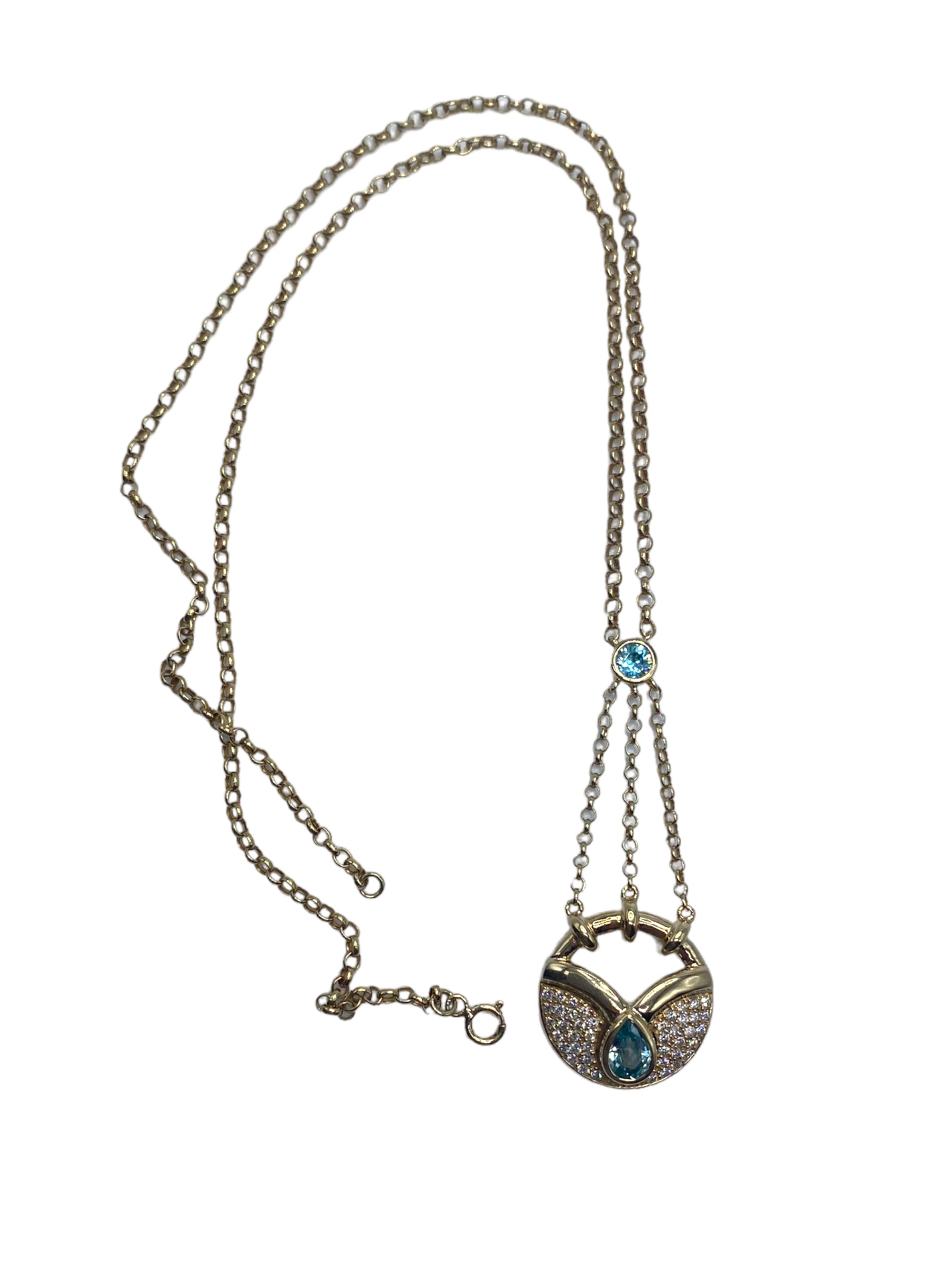 14k Zircon Diamond Lavalier Necklace