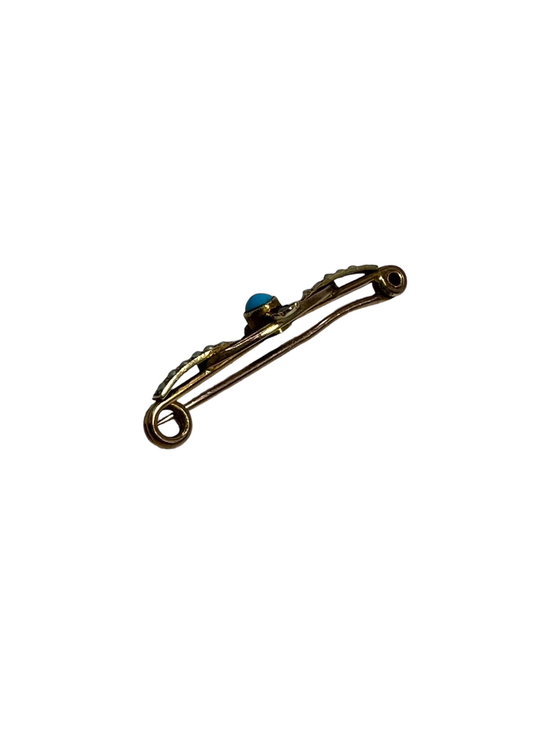 9k Victorian Turquoise Pearl Pin