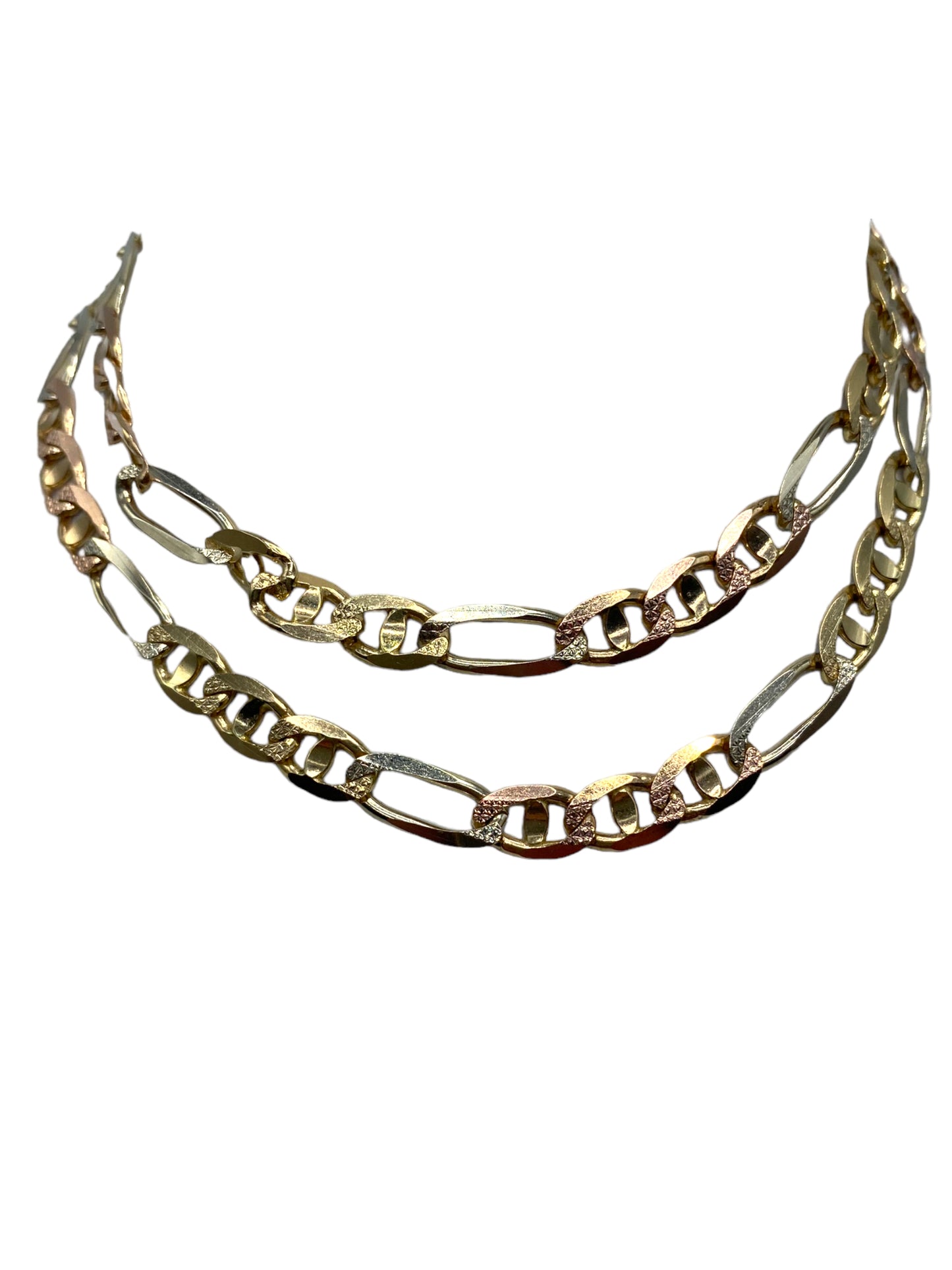 14k Two-tone Figaro Chain Necklace
