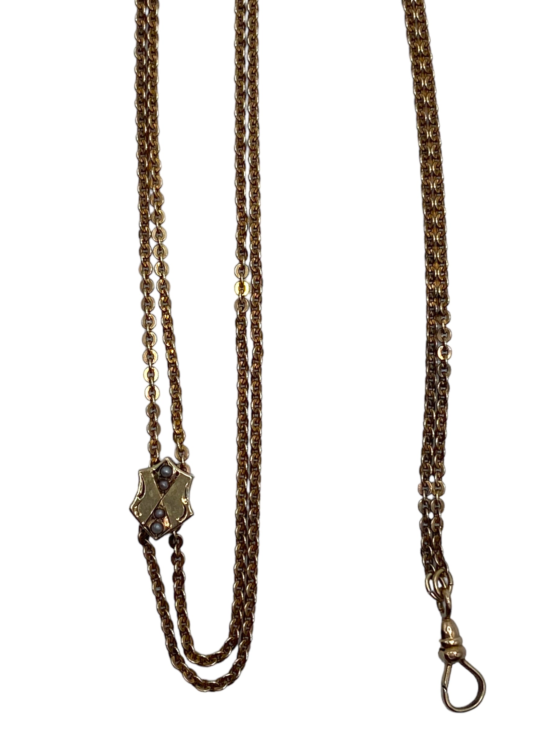 10k Victorian Pearl Slide Long Guard Chain