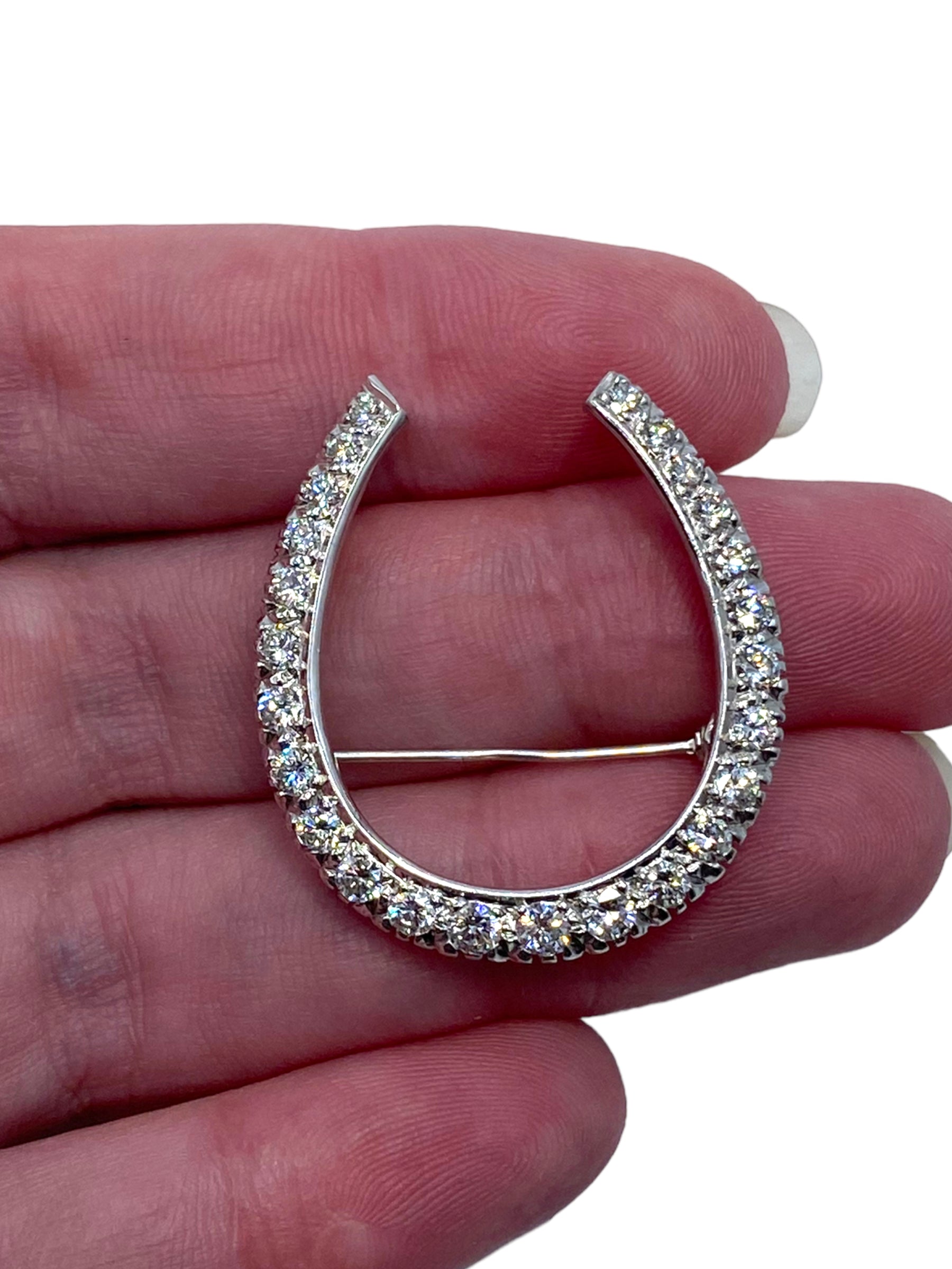 18k Diamond Horseshoe Brooch