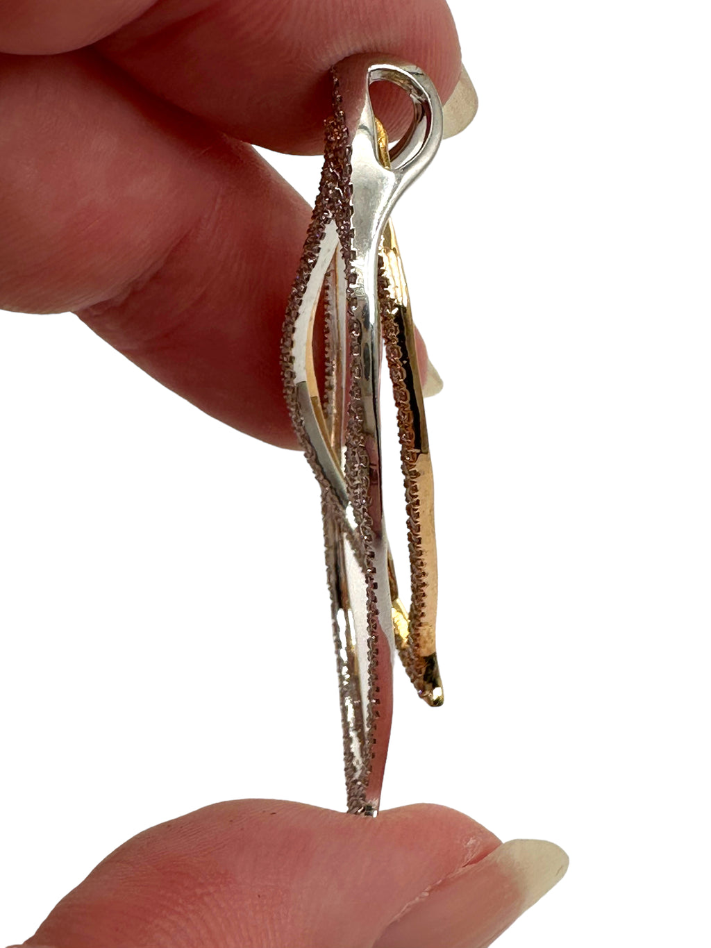 18k Two-tone Wavy Diamond Pendant