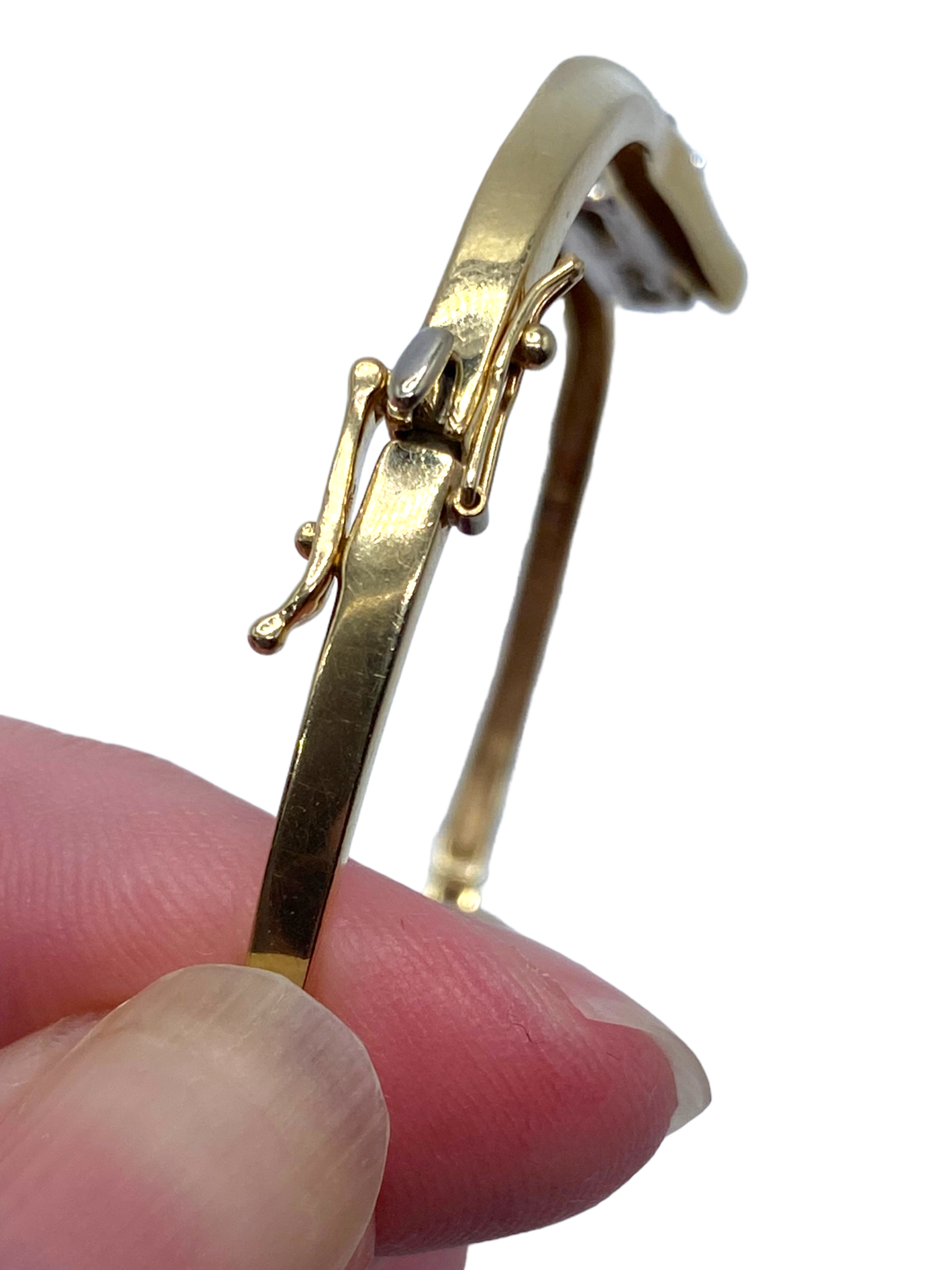 14k Diamond Crossover Bangle Bracelet