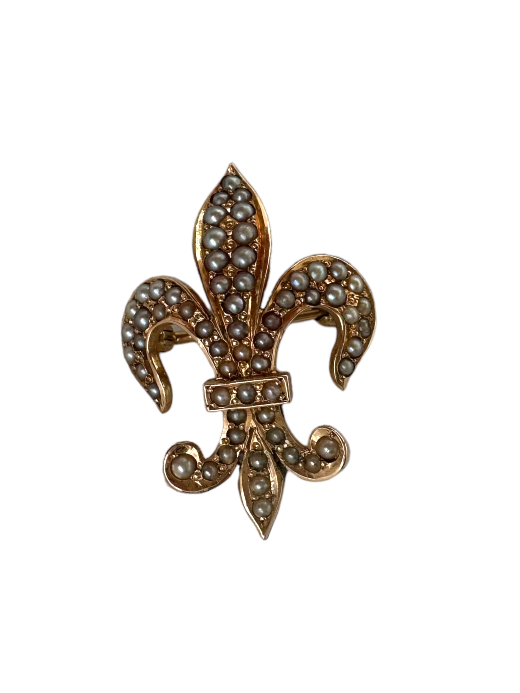 14k Victorian Pearl Fleur de Lis Pin/ Pendant