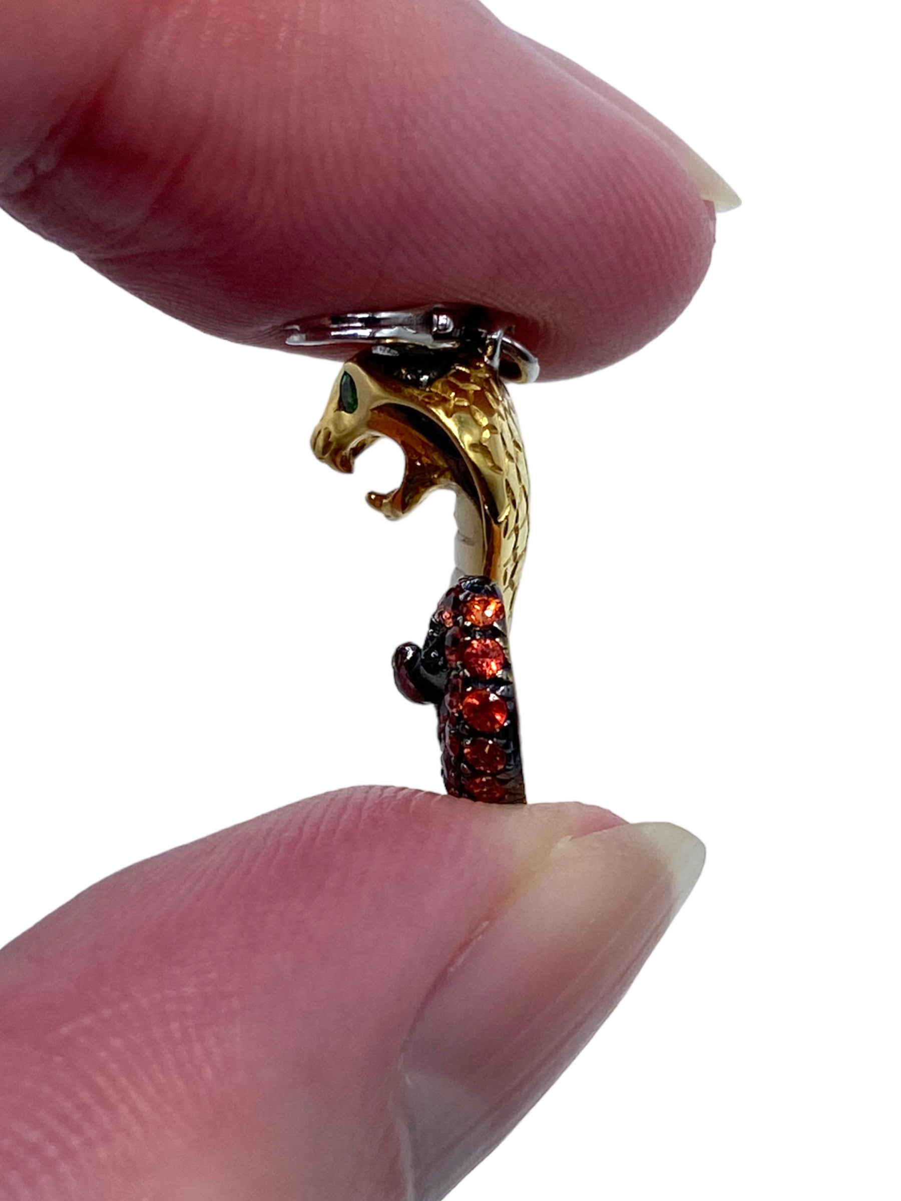 18k Sapphire Garnet Snake Charm