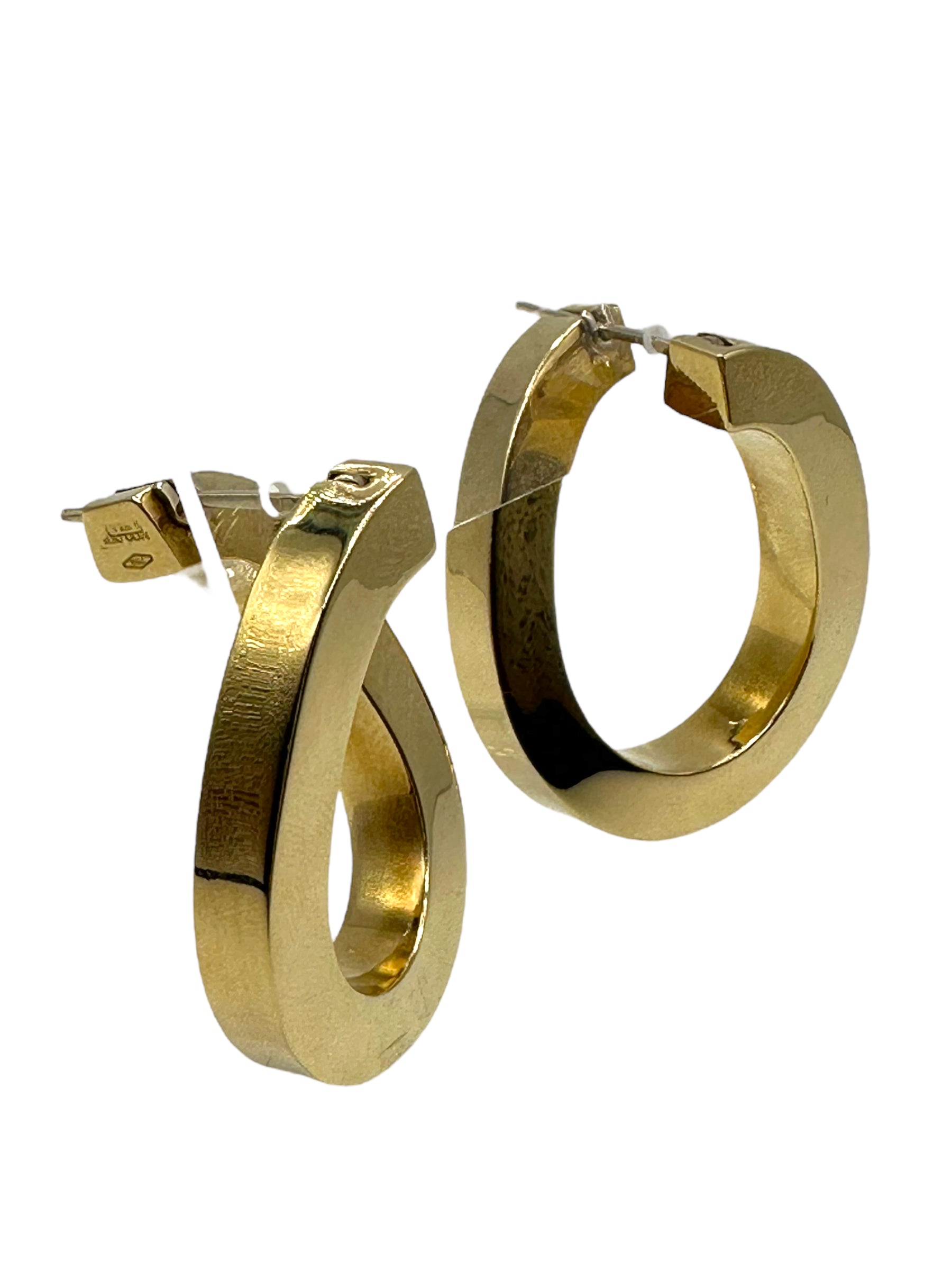 18k Large Chunky Offset Hoop Earrings