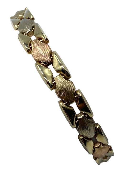 14k Tri-tone Chunky Link Bracelet