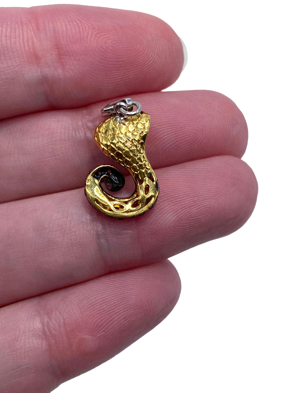 18k Sapphire Garnet Snake Charm