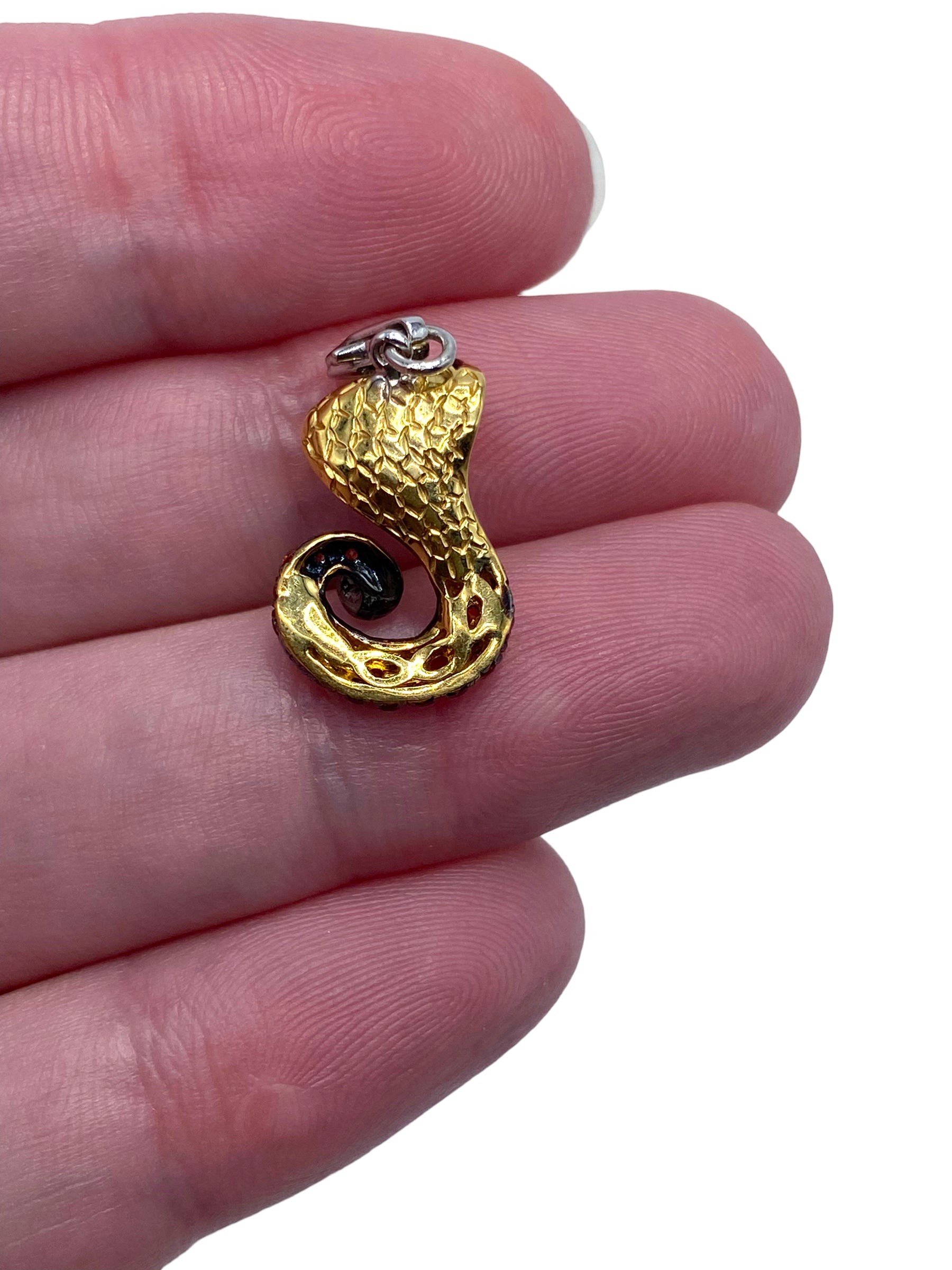 18k Sapphire Garnet Snake Charm