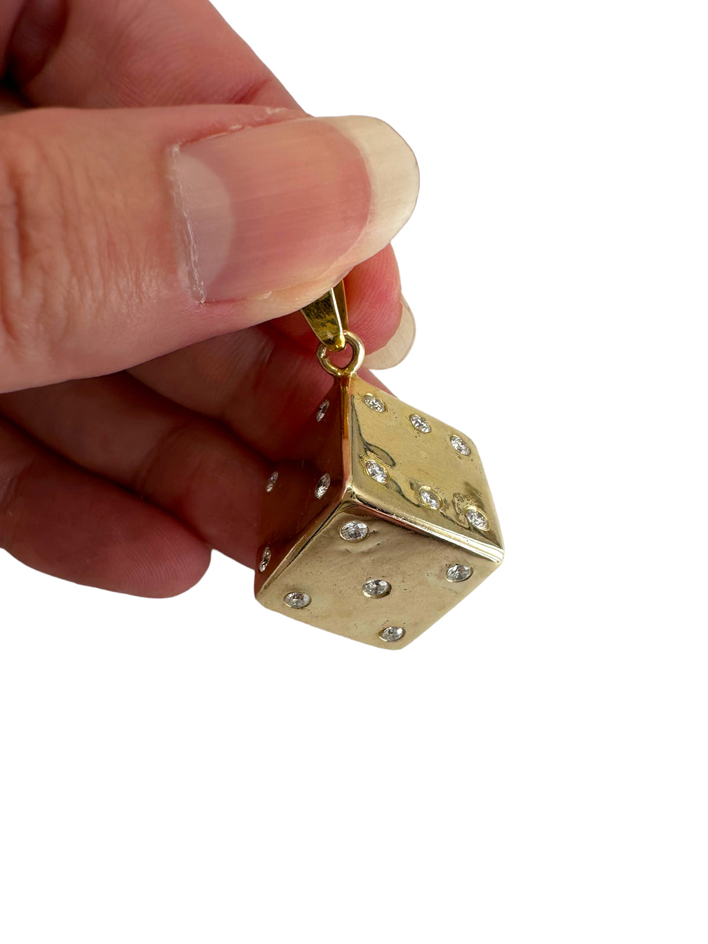 14k Diamond Die Pendant