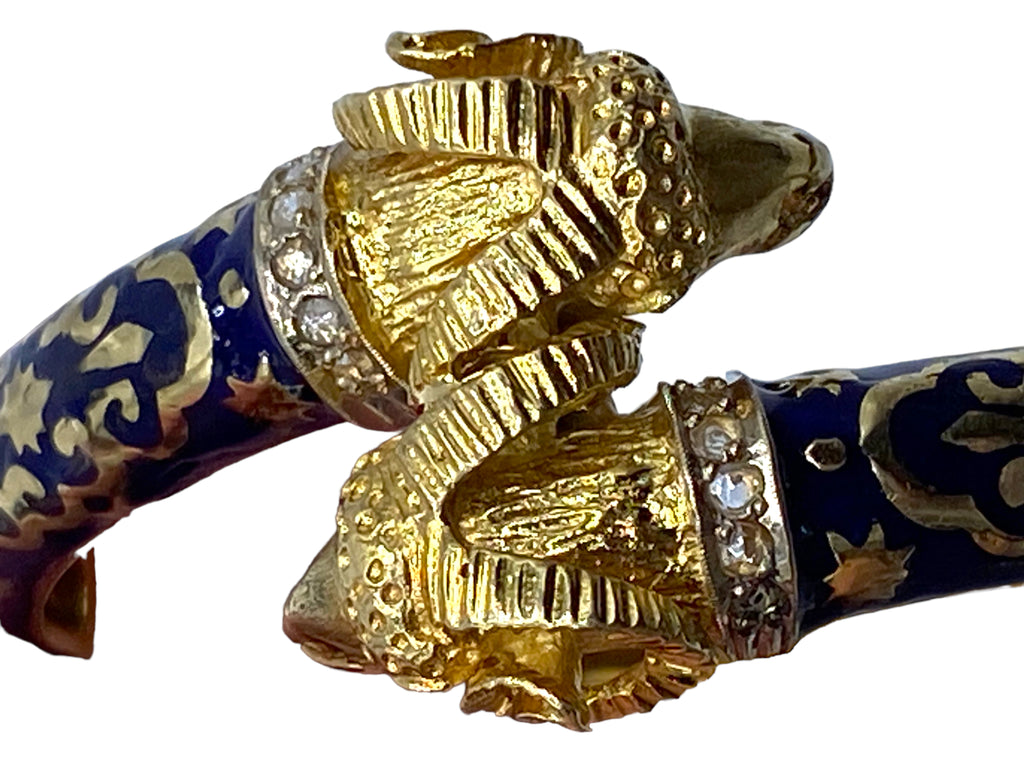 18k Blue Enamel Rams Head Bangle