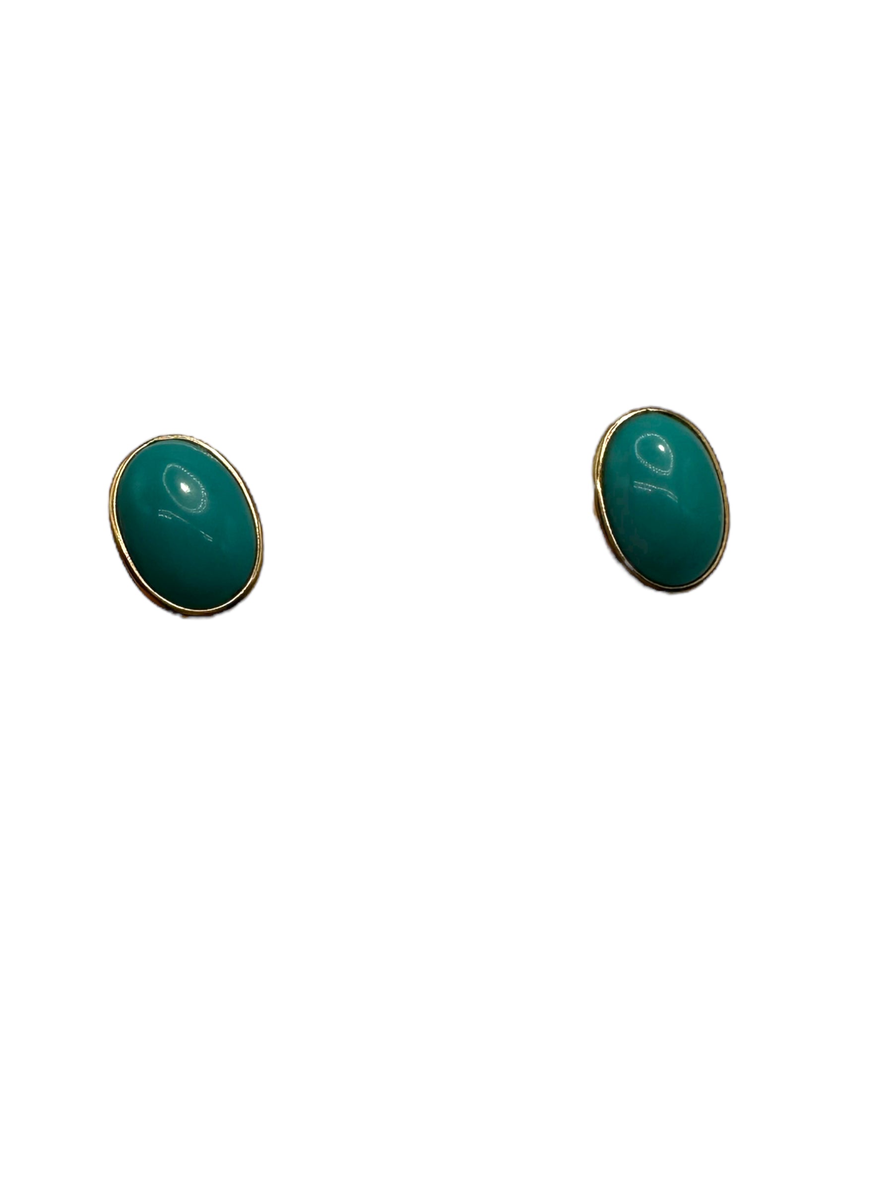 14k Turquoise Button Earrings